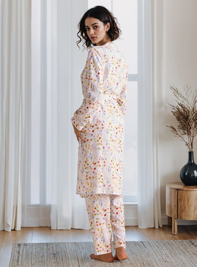 طقم بيجاما وروب بطبعات زهرية-women-clothing-nightwear-pyjamas-longsets-image-3