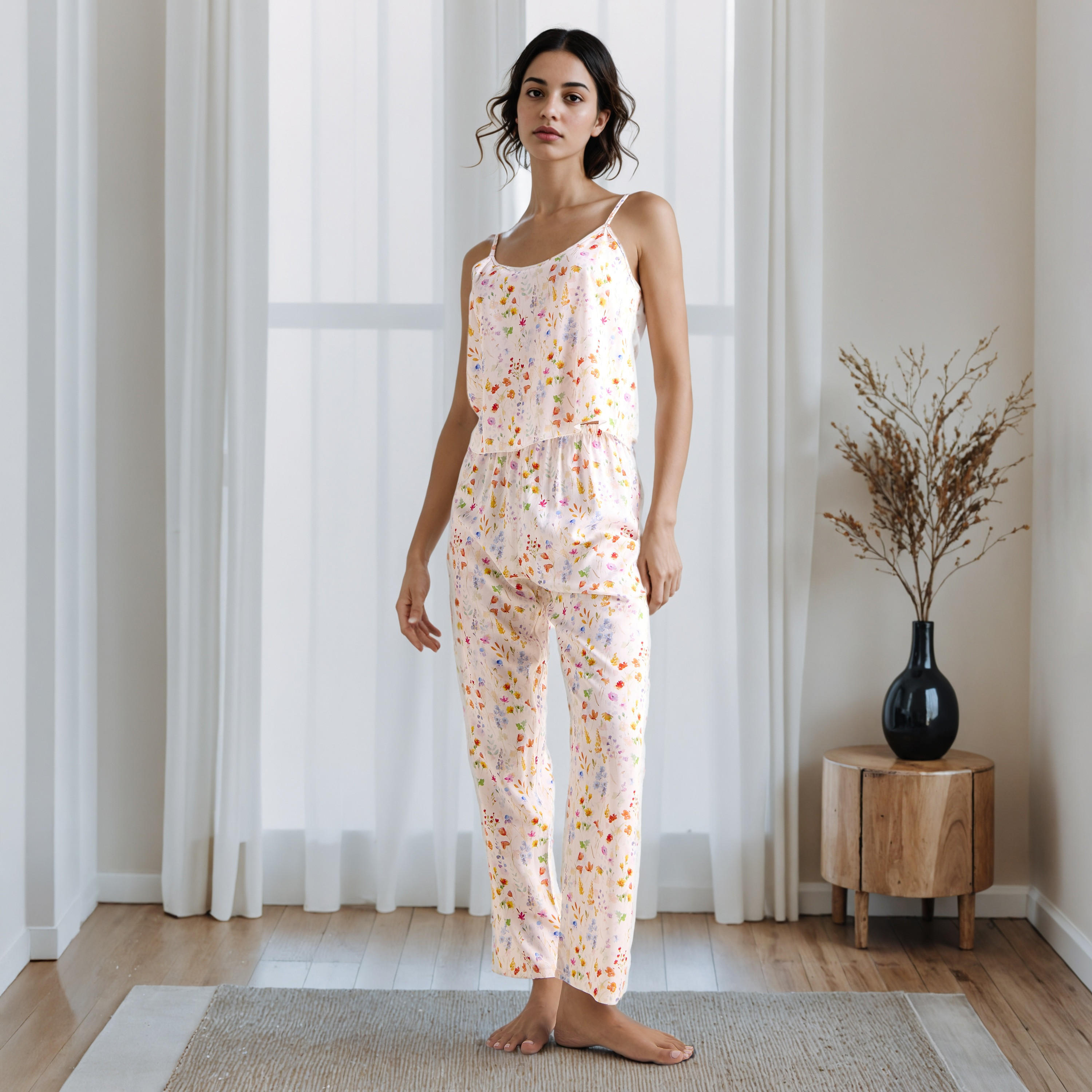 طقم بيجاما وروب بطبعات زهرية-women-clothing-nightwear-pyjamas-longsets-image-6