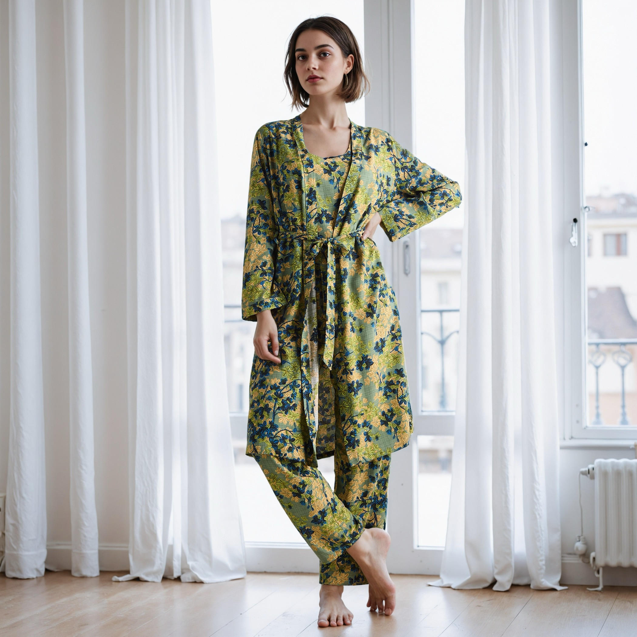 طقم بيجاما وروب بطبعات زهرية-women-clothing-nightwear-pyjamas-longsets-image-7