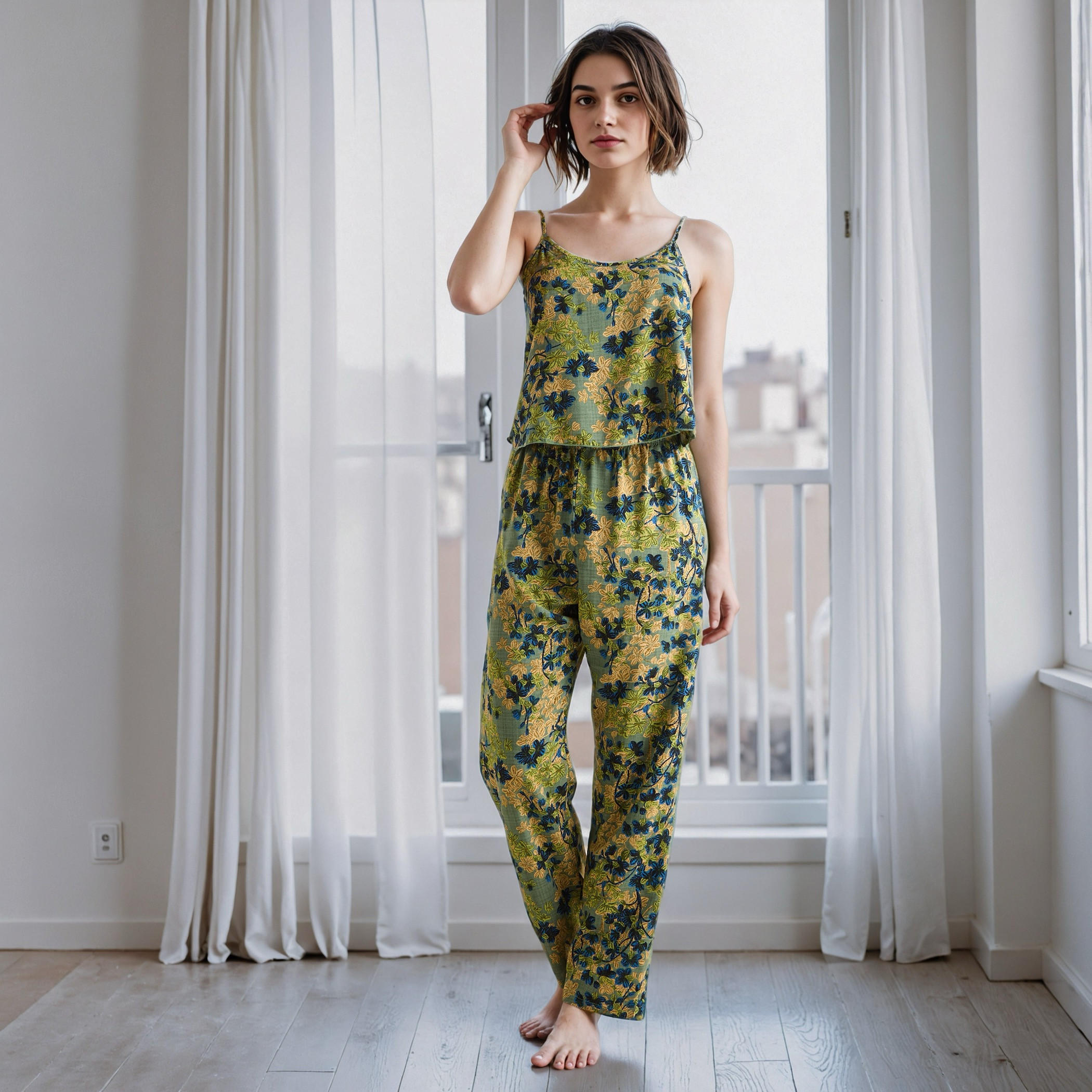 طقم بيجاما وروب بطبعات زهرية-women-clothing-nightwear-pyjamas-longsets-image-3