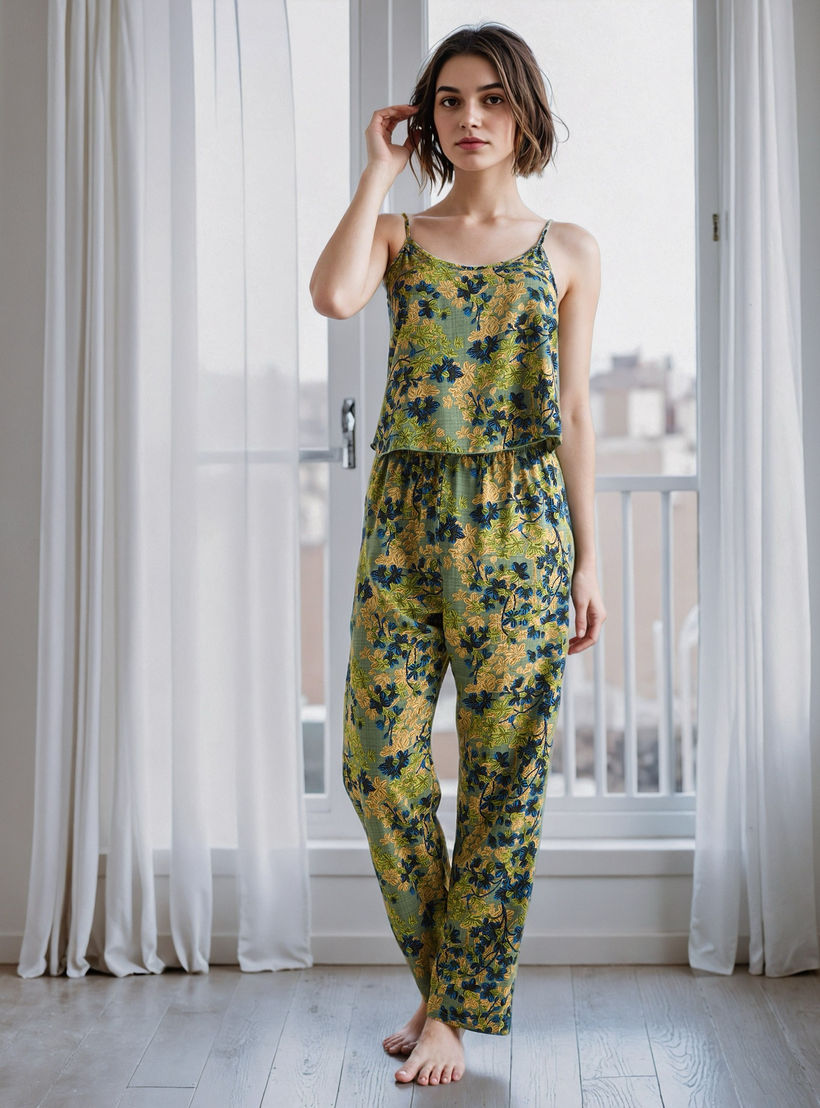 طقم بيجاما وروب بطبعات زهرية-women-clothing-nightwear-pyjamas-longsets-image-3