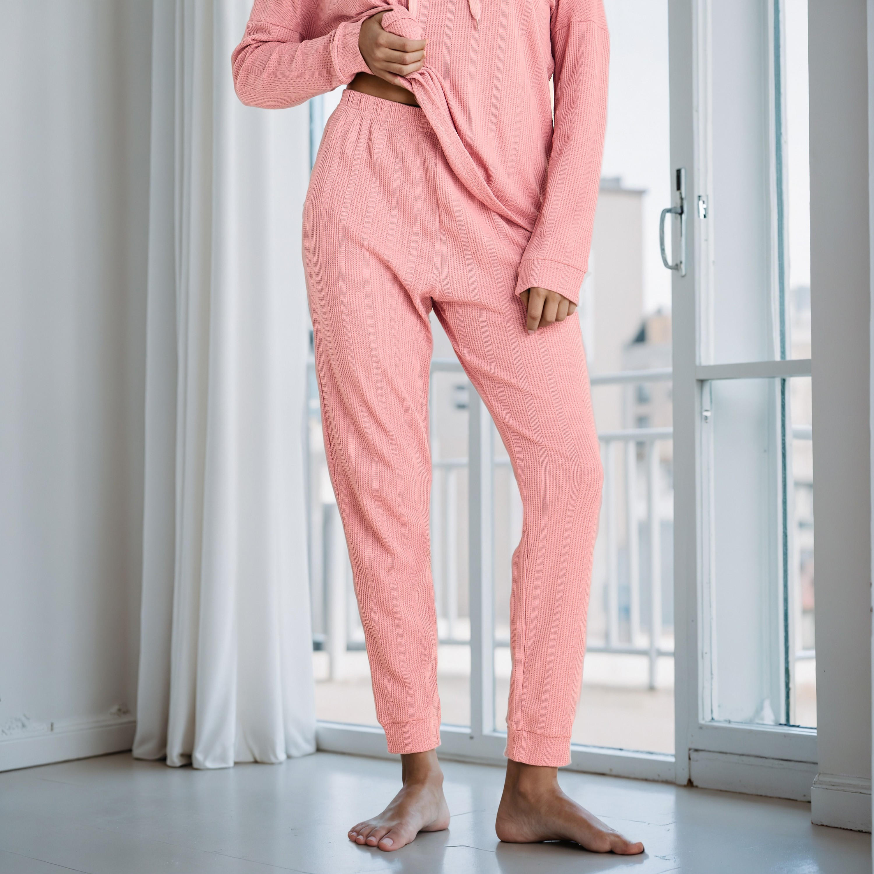 Waffle Textured Pyjama Set-women-clothing-nightwear-pyjamas-longsets-image-3