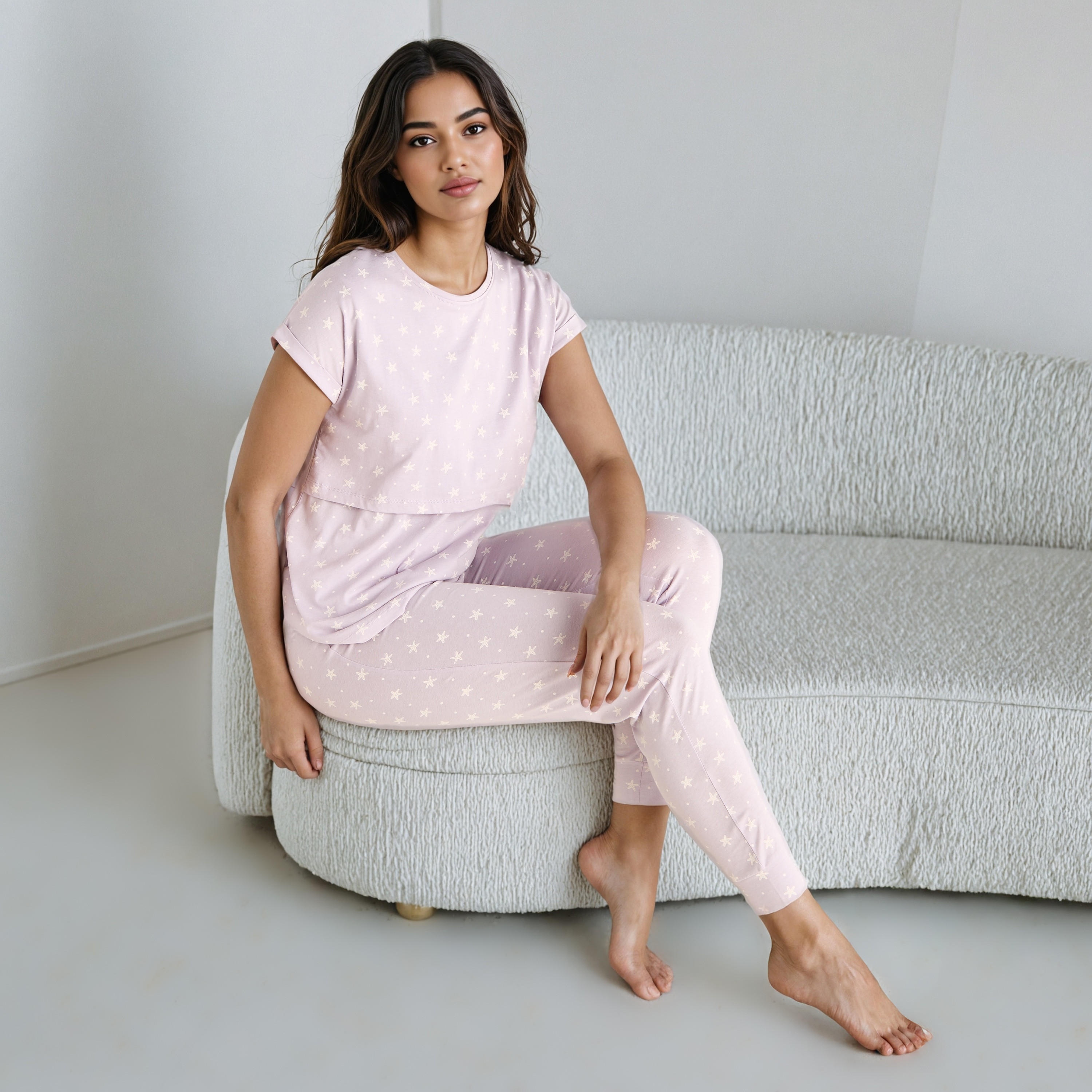 Printed Maternity Cotton Pyjama Set-women-clothing-maternity-nightwear-image-1
