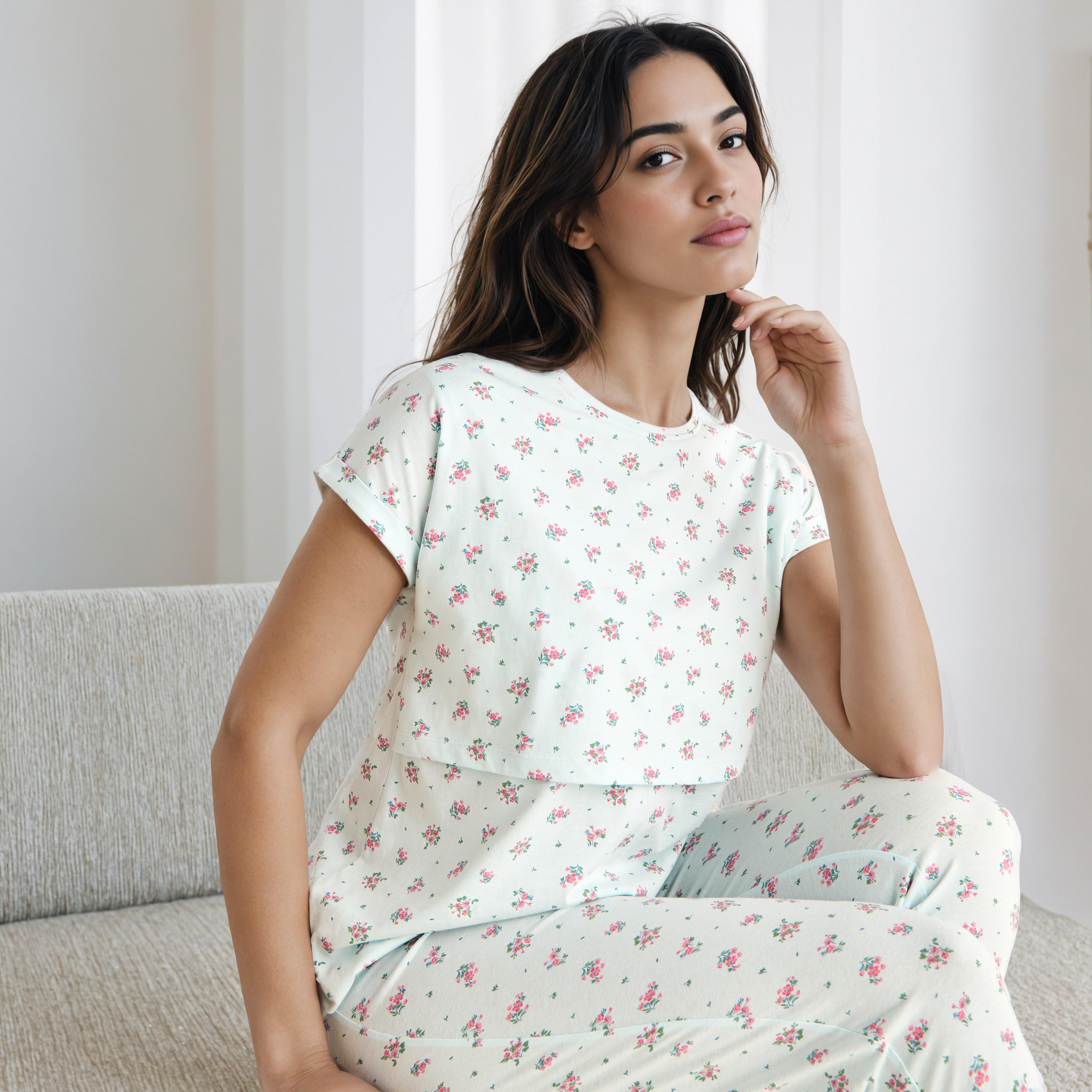 Printed Maternity Cotton Pyjama Set-women-clothing-maternity-nightwear-image-3