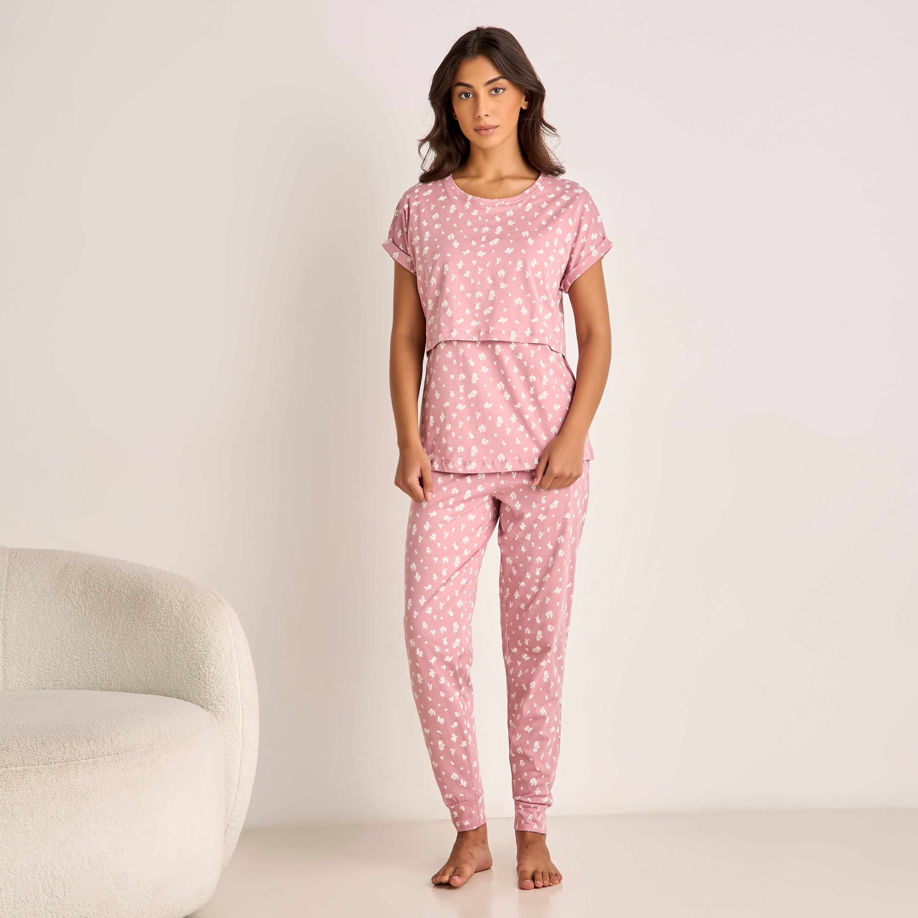 Floral Print Maternity Pyjama Set-women-clothing-nightwear-pyjamas-longsets-image-1