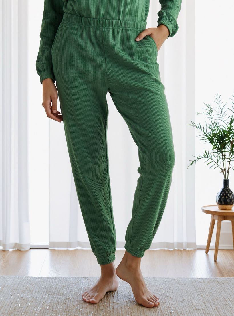 طقم بيجاما بنمط وافل بارز الملمس-women-clothing-nightwear-pyjamas-longsets-image-4