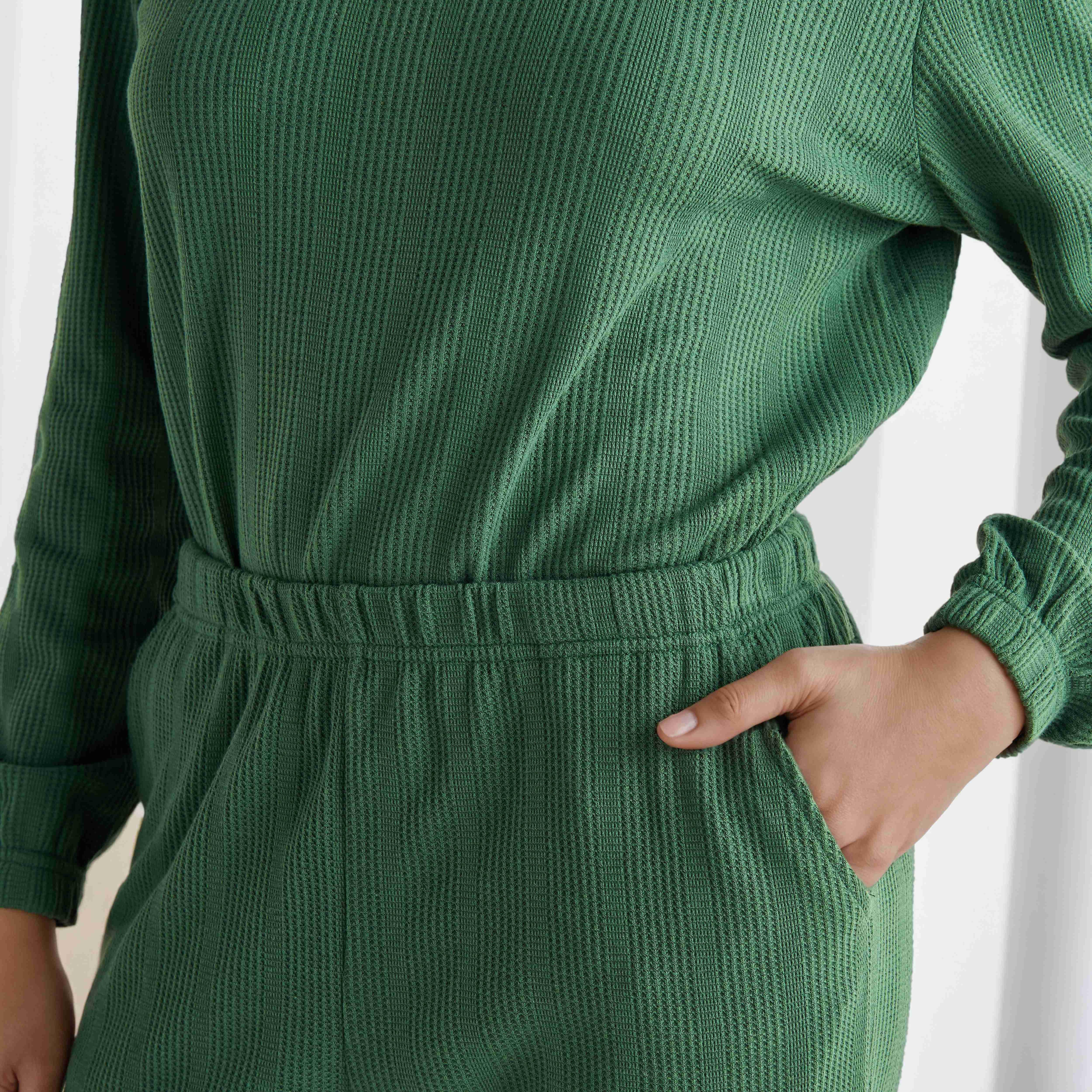 طقم بيجاما بنمط وافل بارز الملمس-women-clothing-nightwear-pyjamas-longsets-image-2