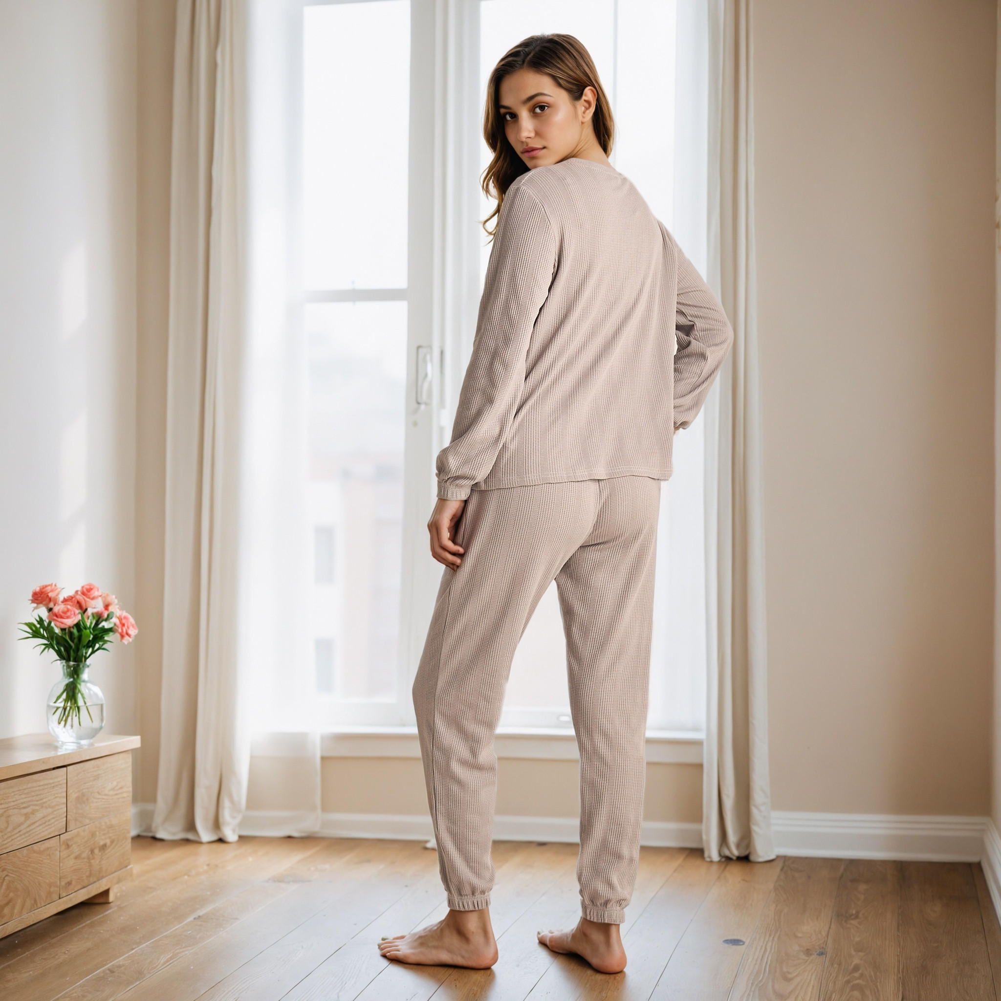 Waffle Textured Pyjama Set-women-clothing-nightwear-pyjamas-longsets-image-4