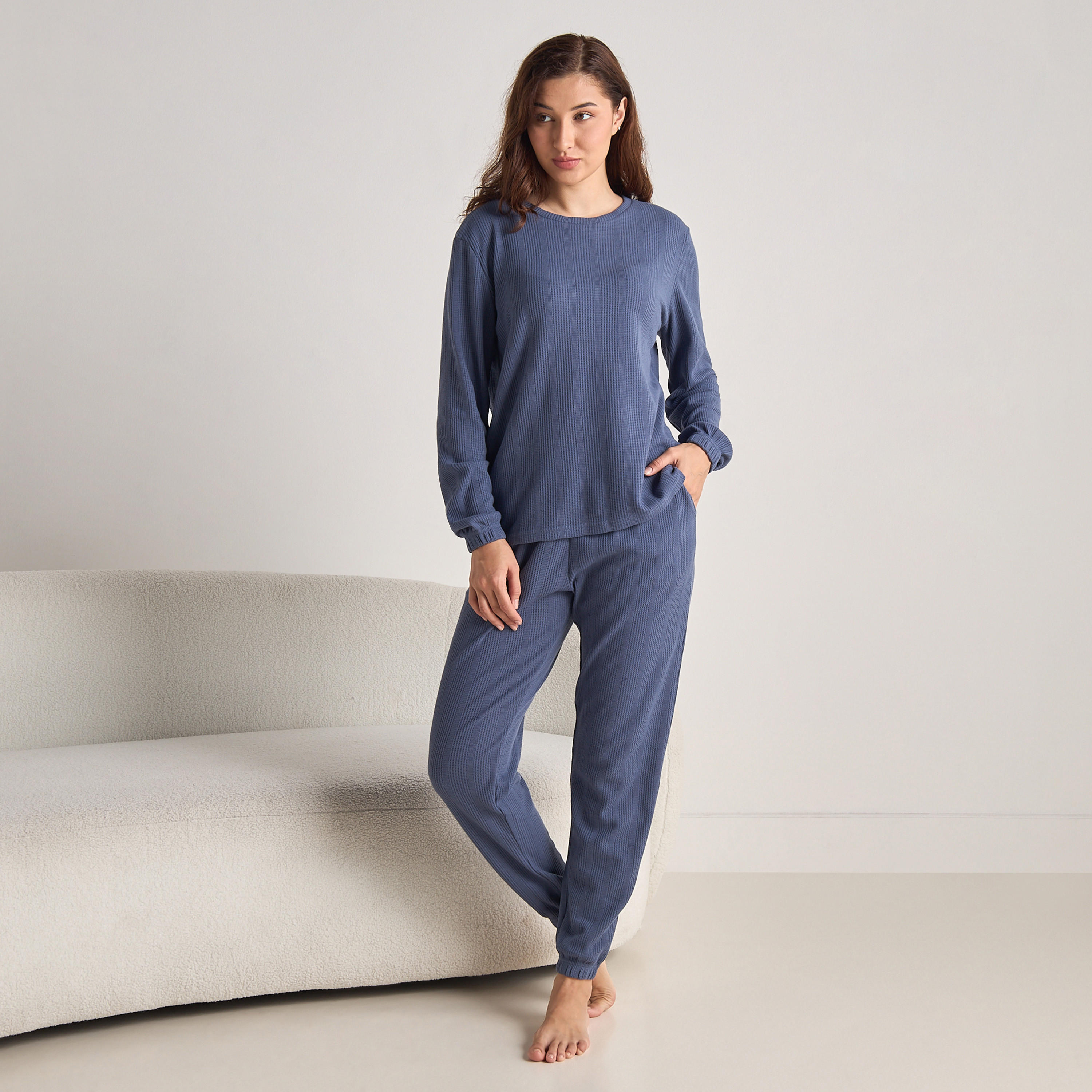 Waffle Textured Pyjama Set-women-clothing-nightwear-pyjamas-longsets-image-1