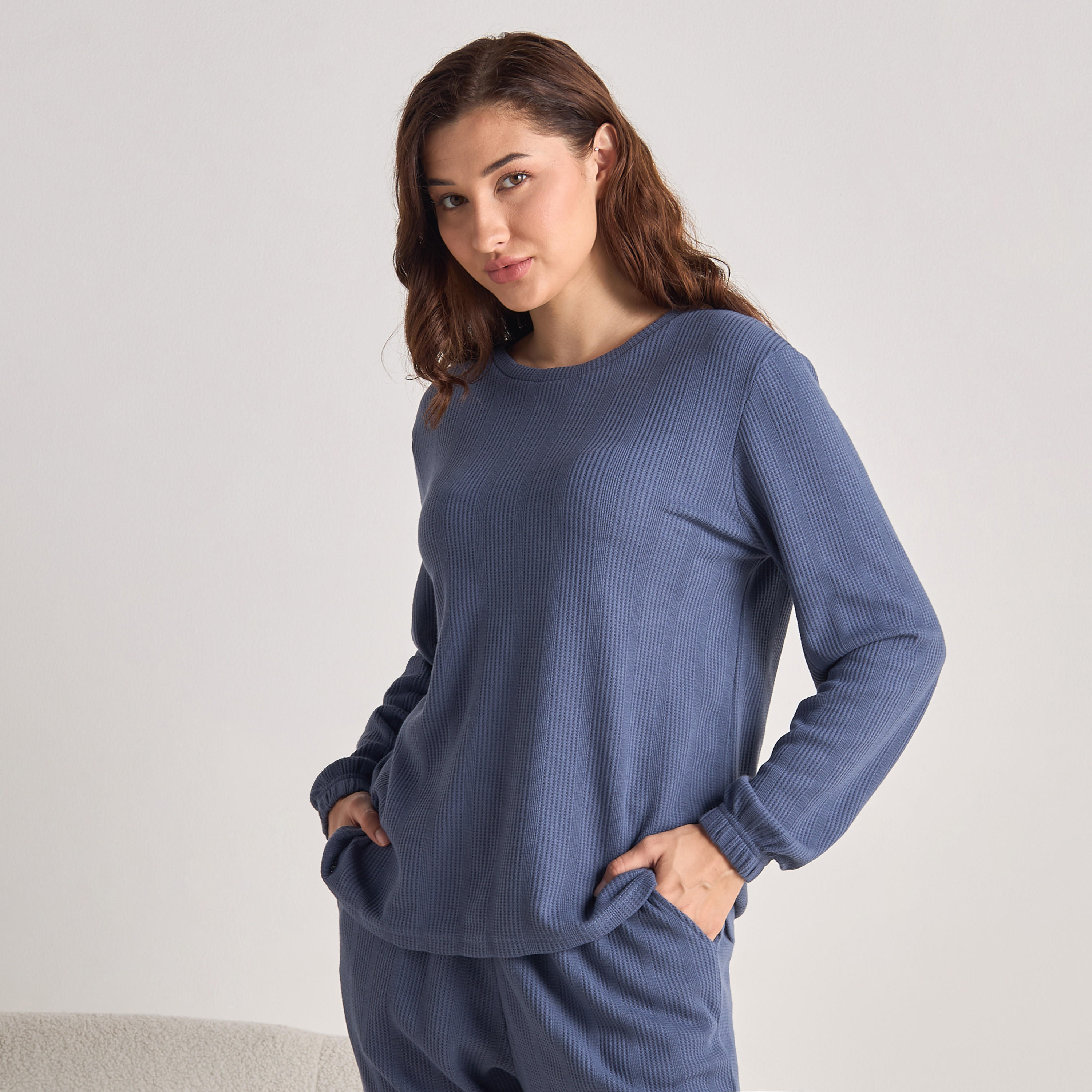 Waffle Textured Pyjama Set-women-clothing-nightwear-pyjamas-longsets-image-2