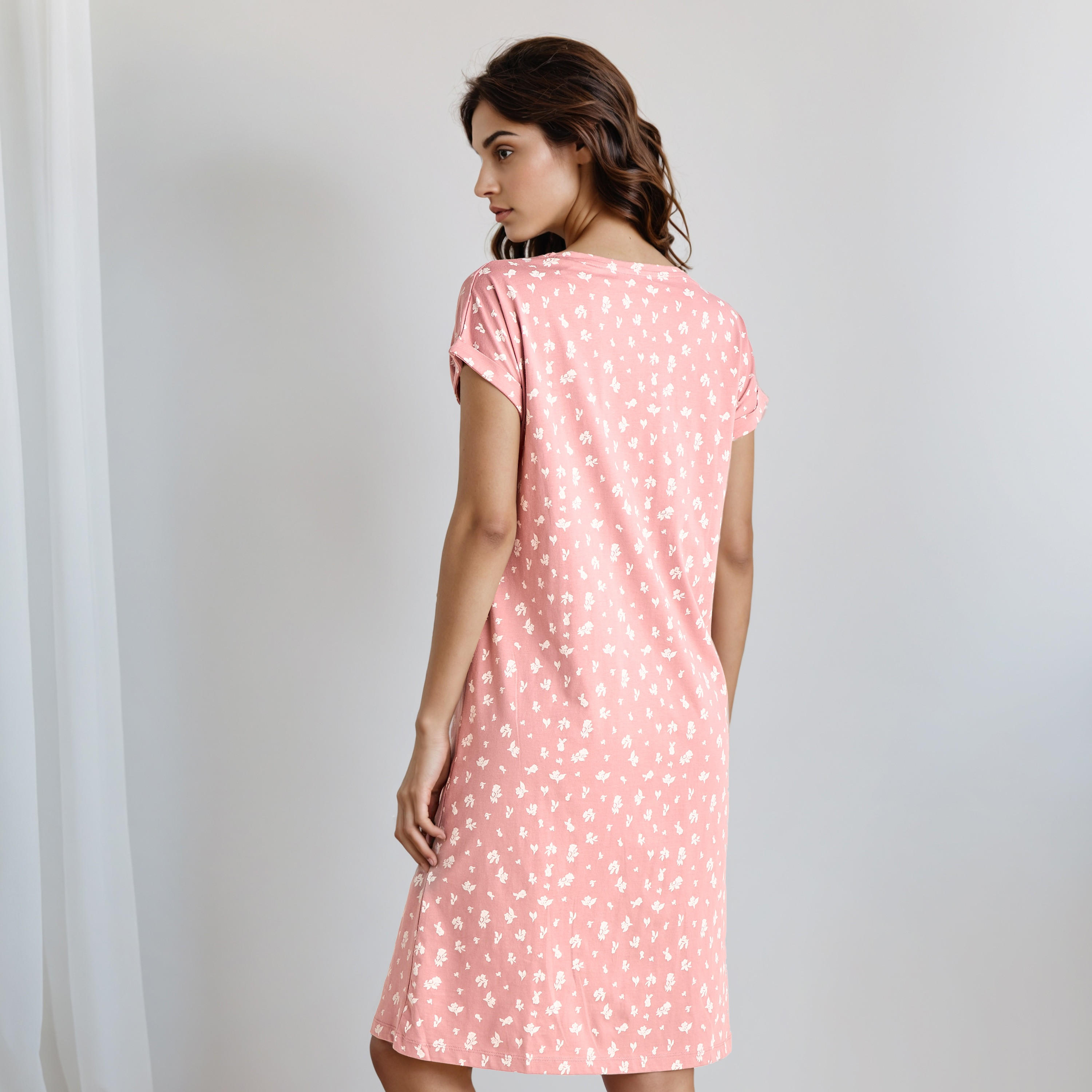 Floral Print Maternity Night Dress-women-clothing-maternity-nightwear-image-3