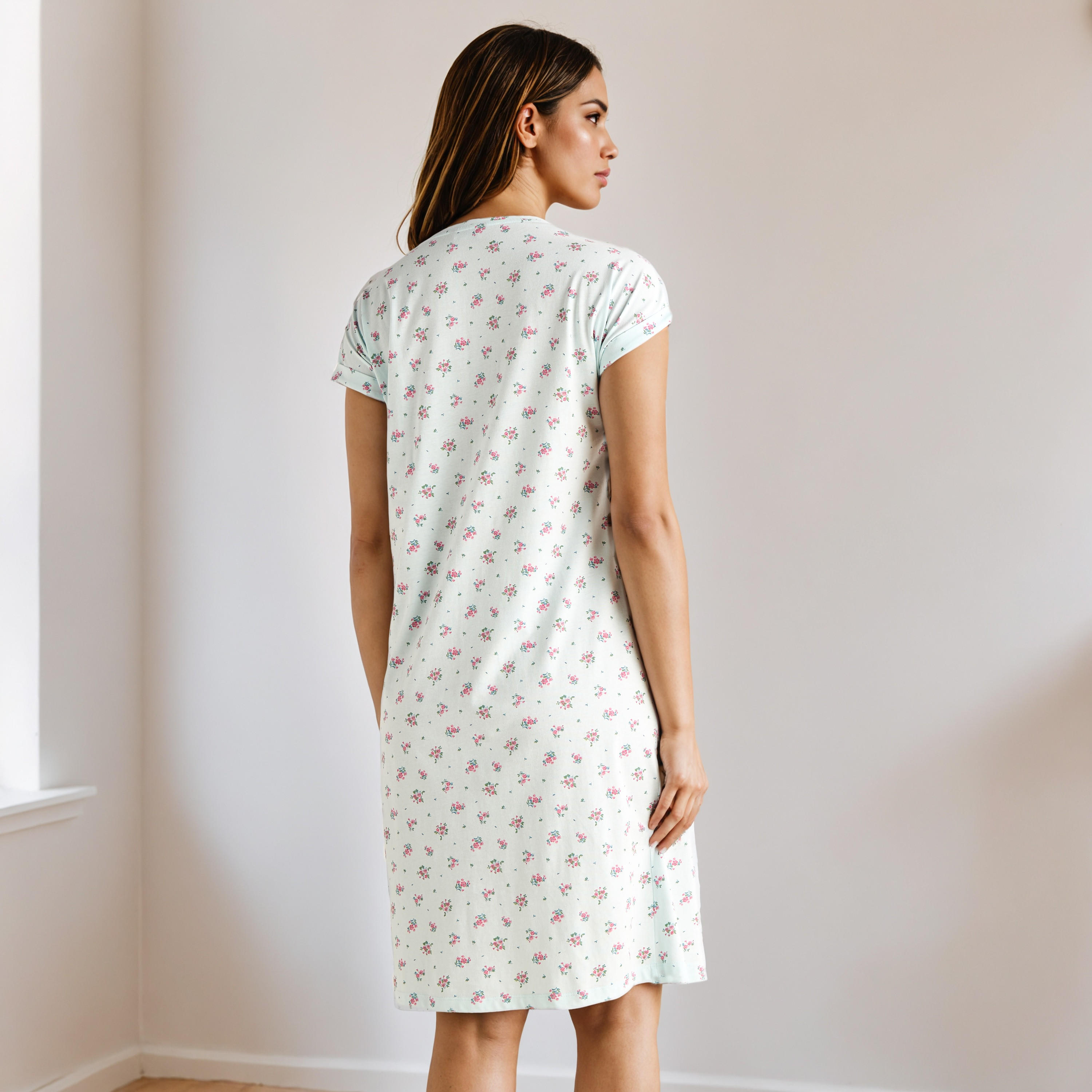 Floral Print Maternity Night Dress-women-clothing-maternity-nightwear-image-2