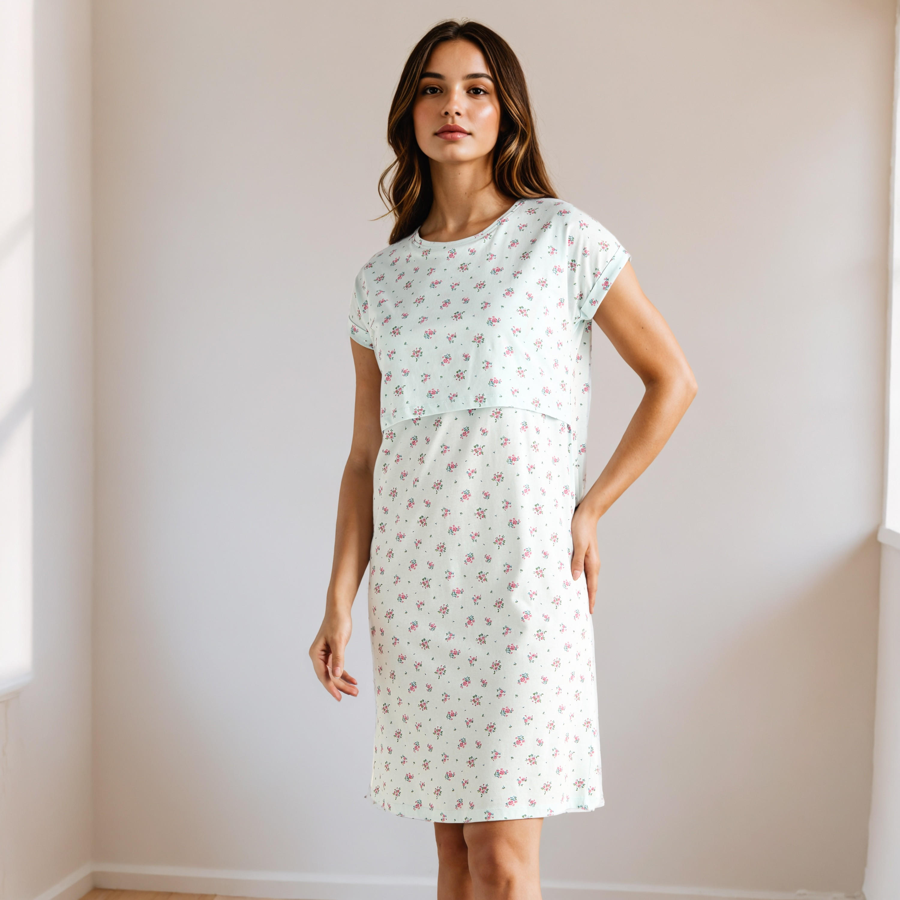 فستان نوم للحوامل بطبعات زهرية-women-clothing-maternity-nightwear-image-5