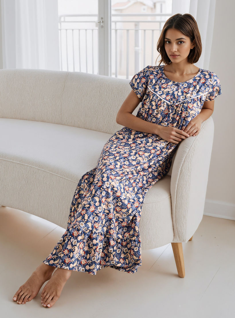 ثوب نوم بطبعات زهرية-women-clothing-nightwear-nighties-image-1