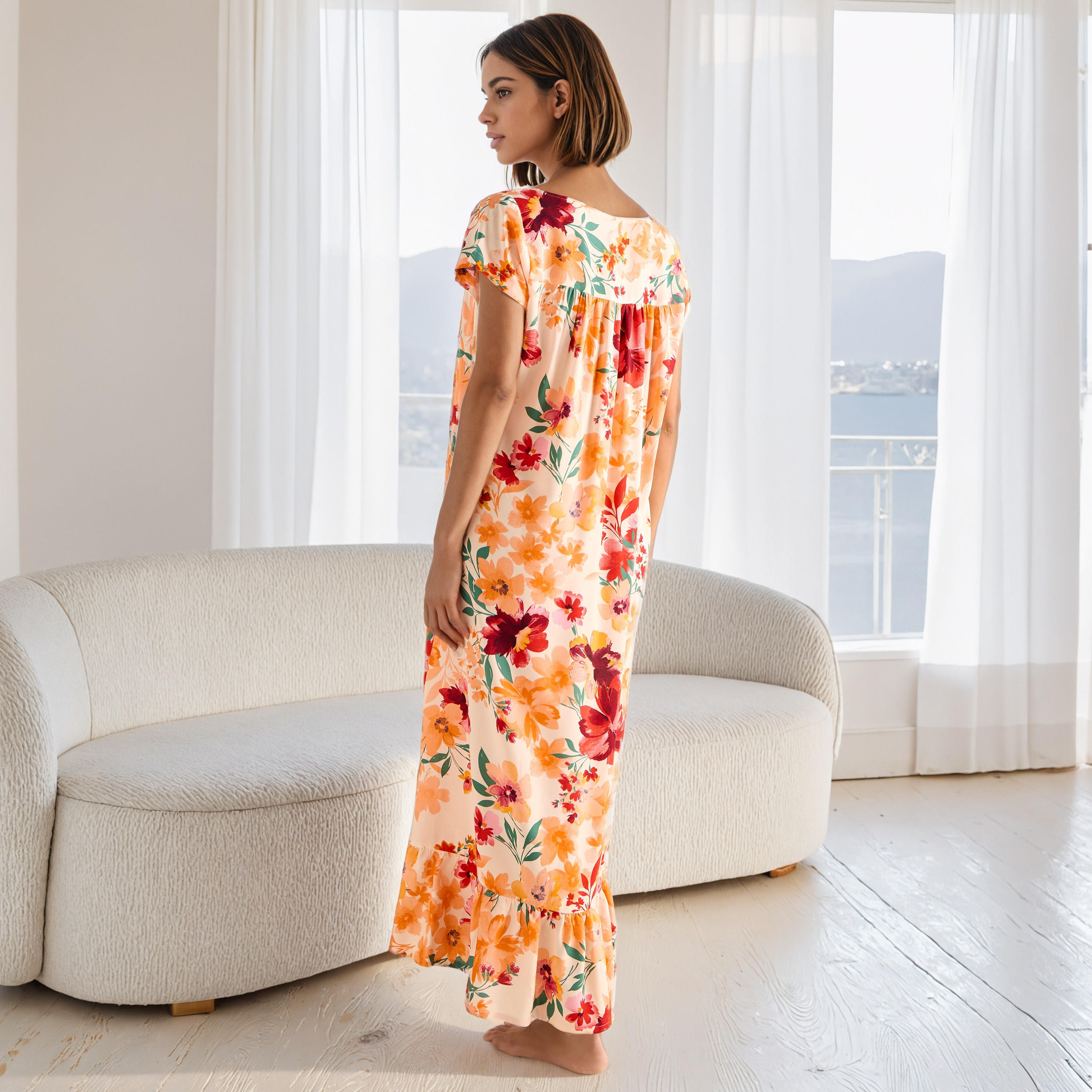 Floral Print Viscose Night Gown-women-clothing-nightwear-nighties-image-3