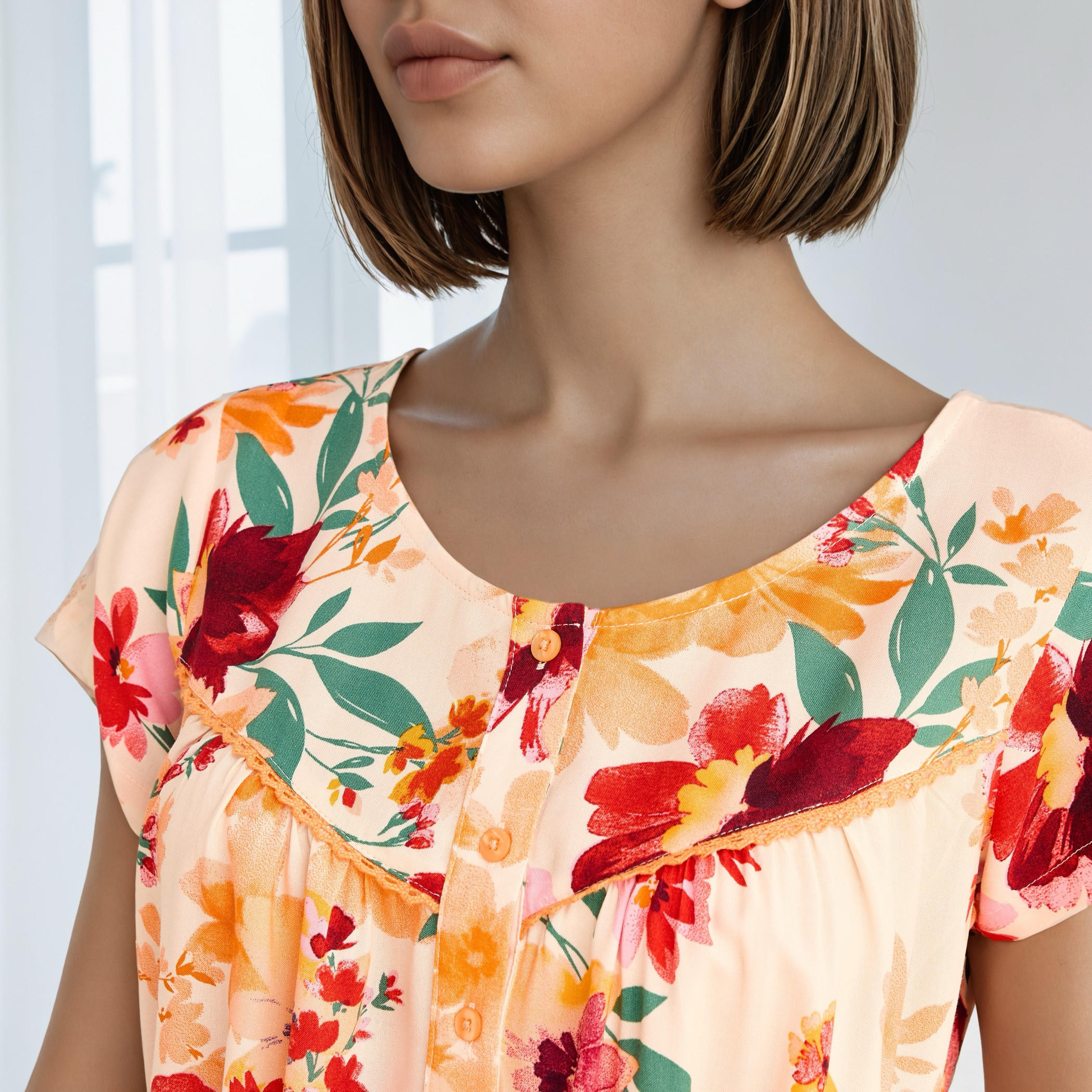 Floral Print Viscose Night Gown-women-clothing-nightwear-nighties-image-4