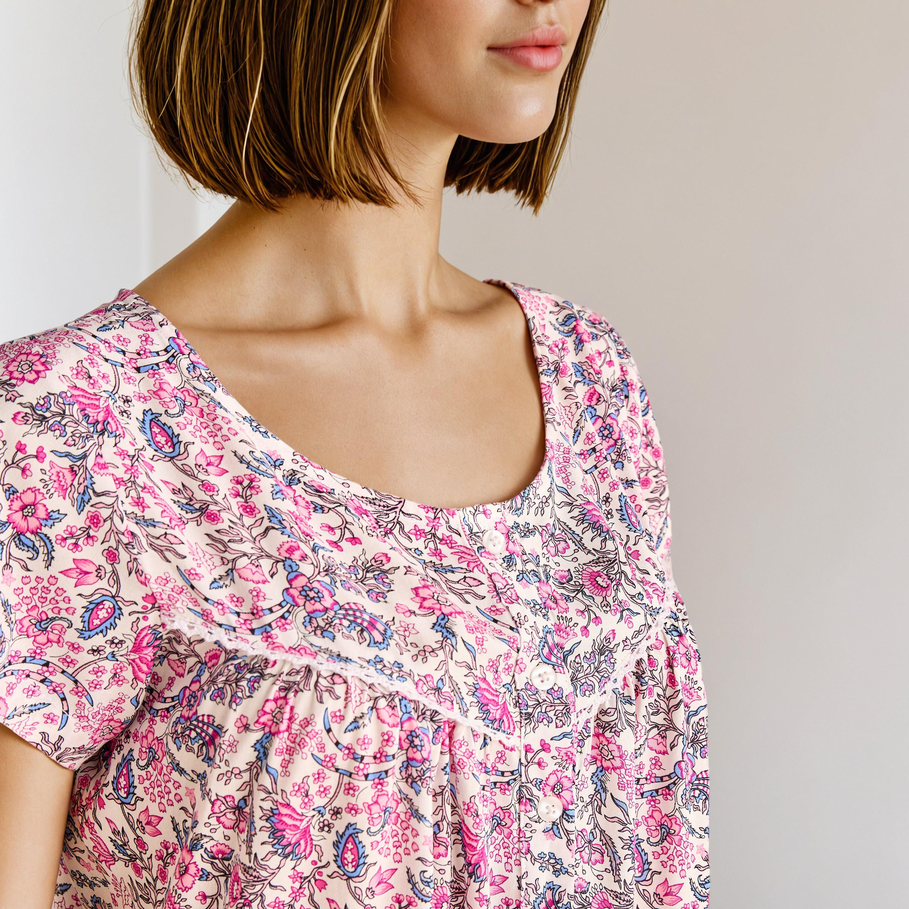 Floral Print Viscose Night Gown-women-clothing-nightwear-nighties-image-4