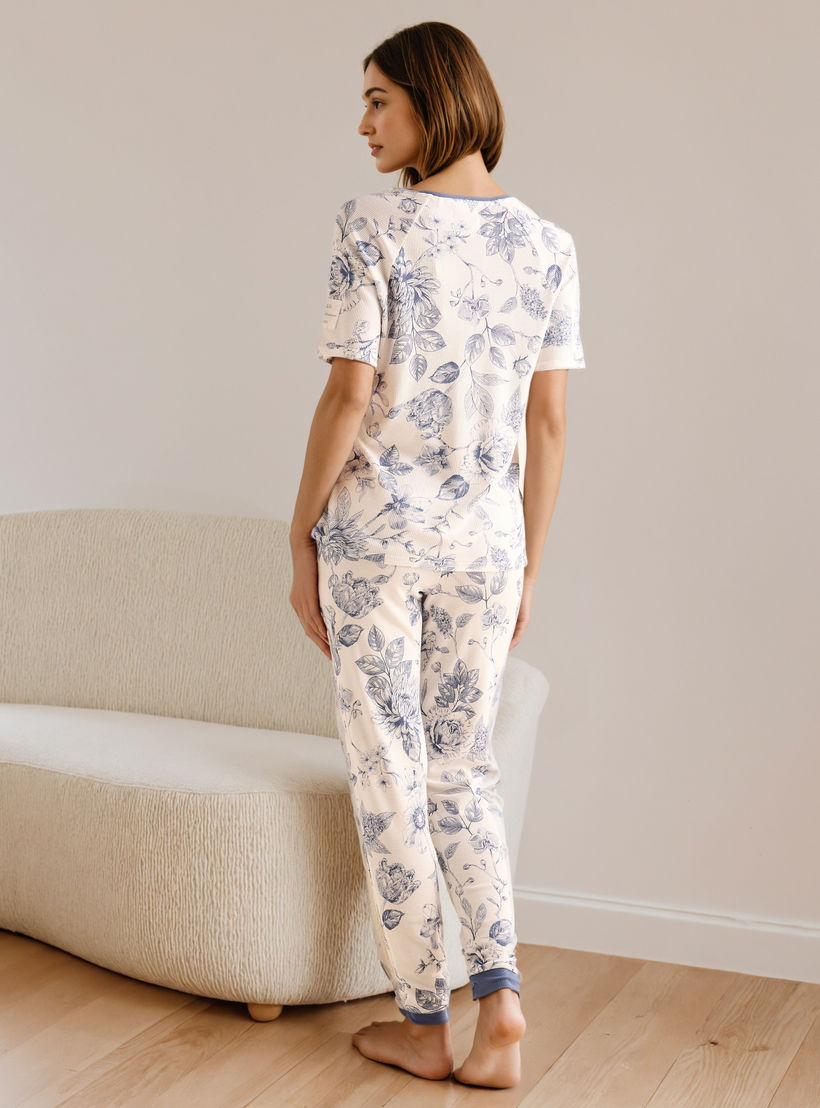 Floral Print Waffle Pyjama Set-women-clothing-nightwear-pyjamas-longsets-image-3