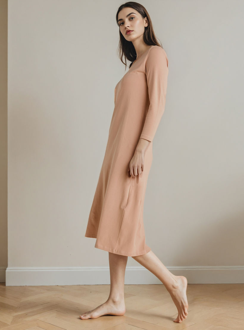 Long Sleeves Night Dress with Back Slit-women-clothing-nightwear-nighties-image-2