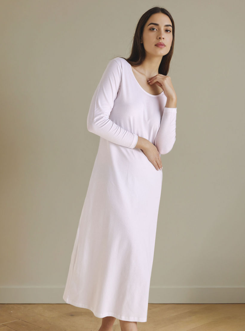 فستان نوم بأكمام طويلة وفتحة خلفية-women-clothing-nightwear-nighties-image-1