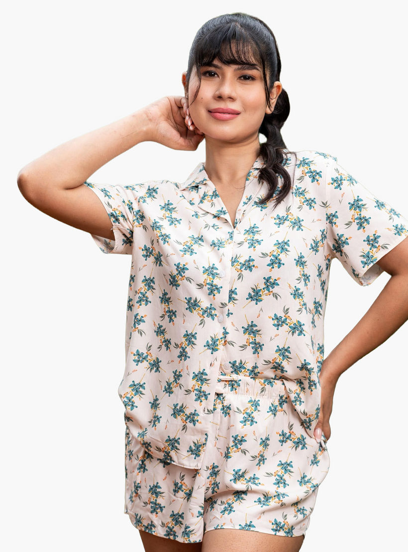 طقم بيجاما شورت وقميص من آدارايا-women-clothing-nightwear-pyjamas-shortsets-image-4