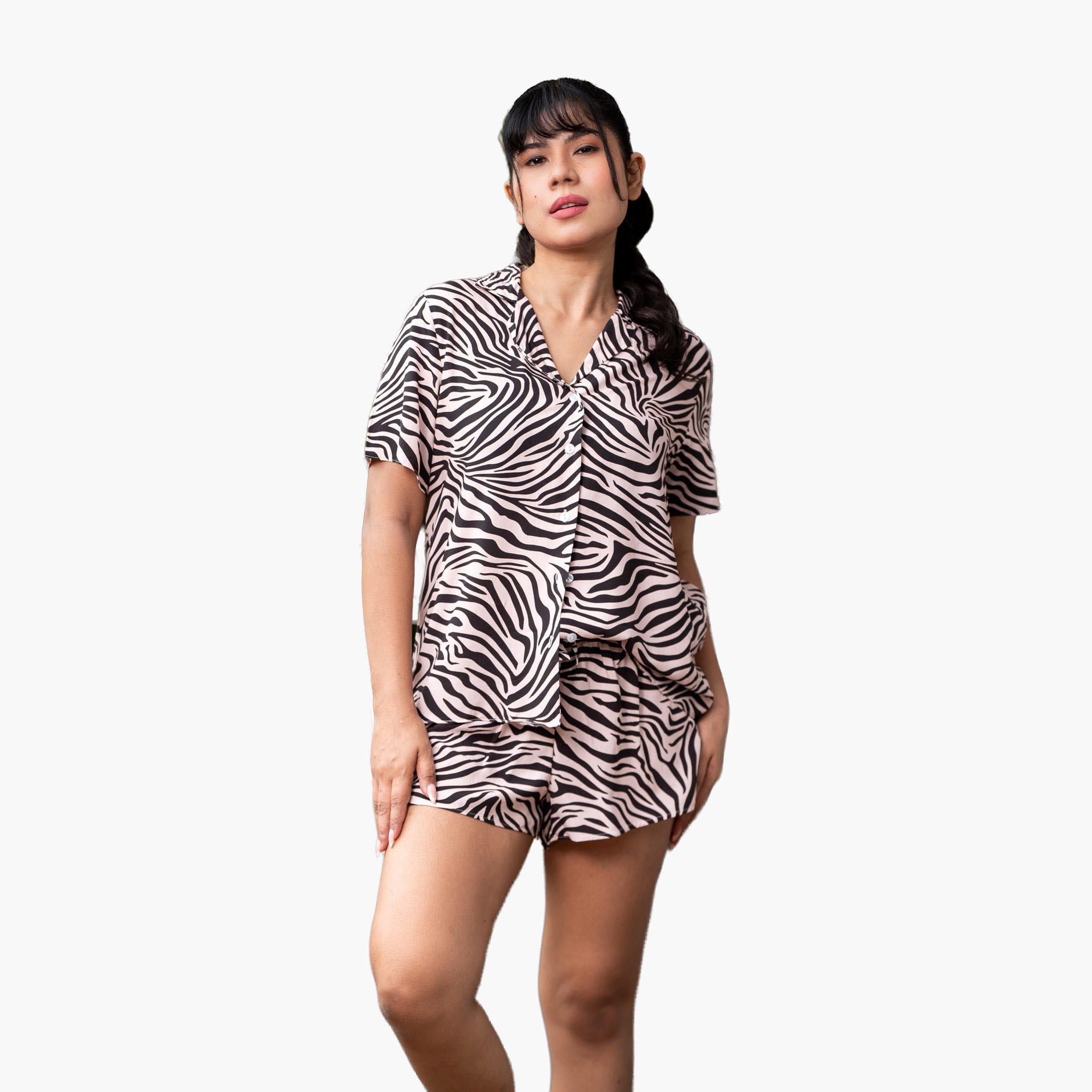 طقم بيجاما شورت وقميص من آدارايا-women-clothing-nightwear-pyjamas-shortsets-image-1