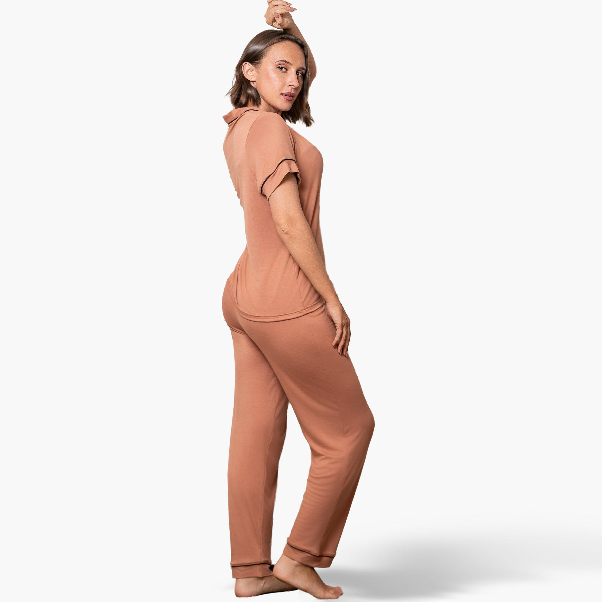 Aadaraya Pyjama Set Shirt and Pants Rayon-women-clothing-nightwear-pyjamas-longsets-image-3