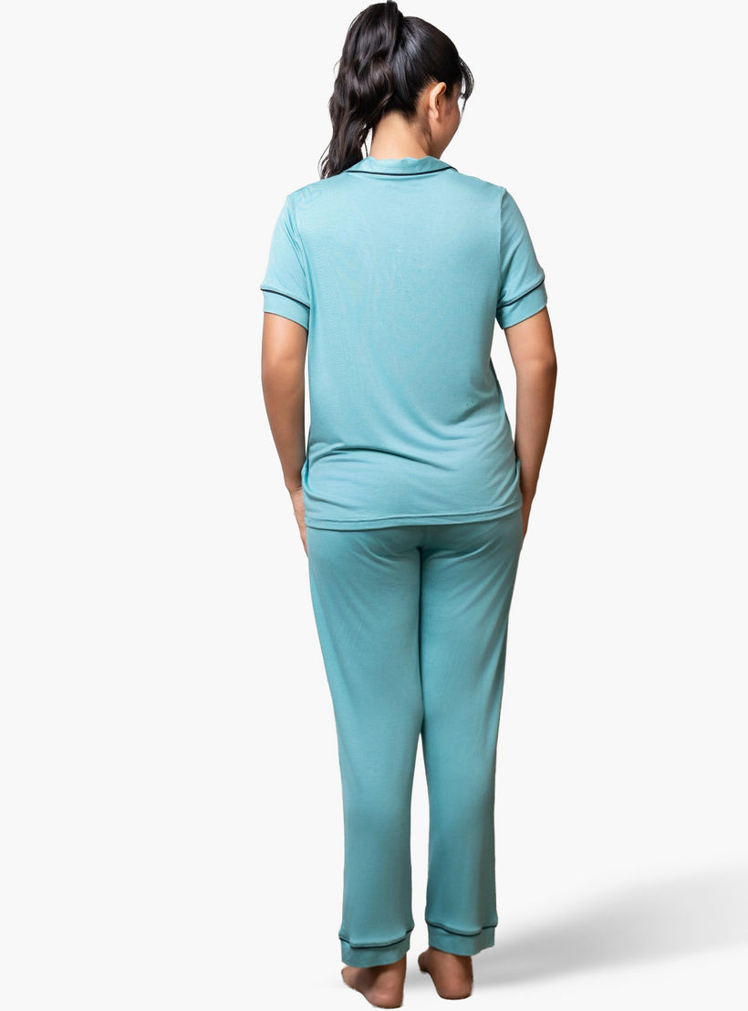 Aadaraya Pyjama Set Shirt and Pants Rayon-women-clothing-nightwear-pyjamas-longsets-image-3