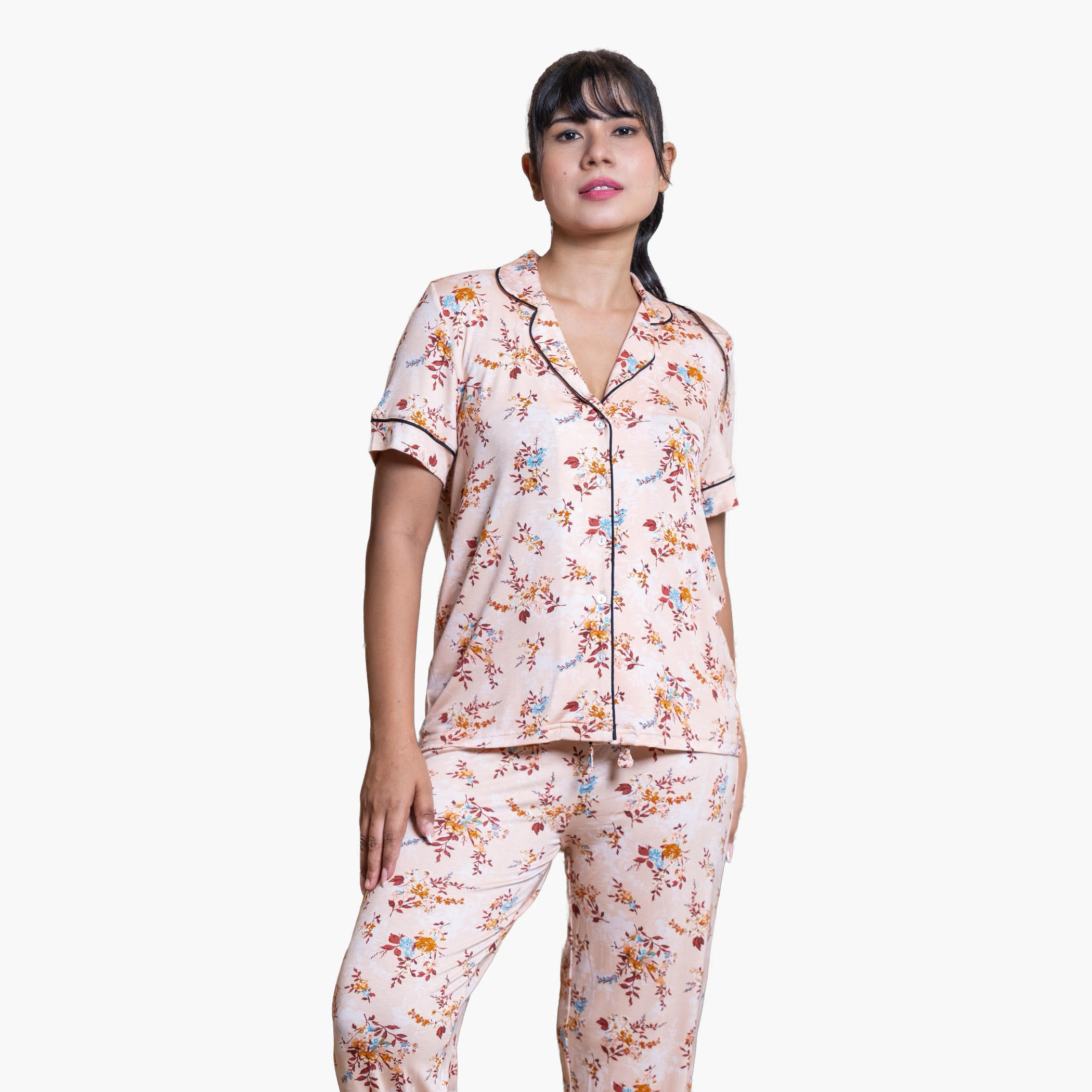 Aadaraya Pyjama Set Shirt and Pants Rayon-women-clothing-nightwear-pyjamas-longsets-image-1