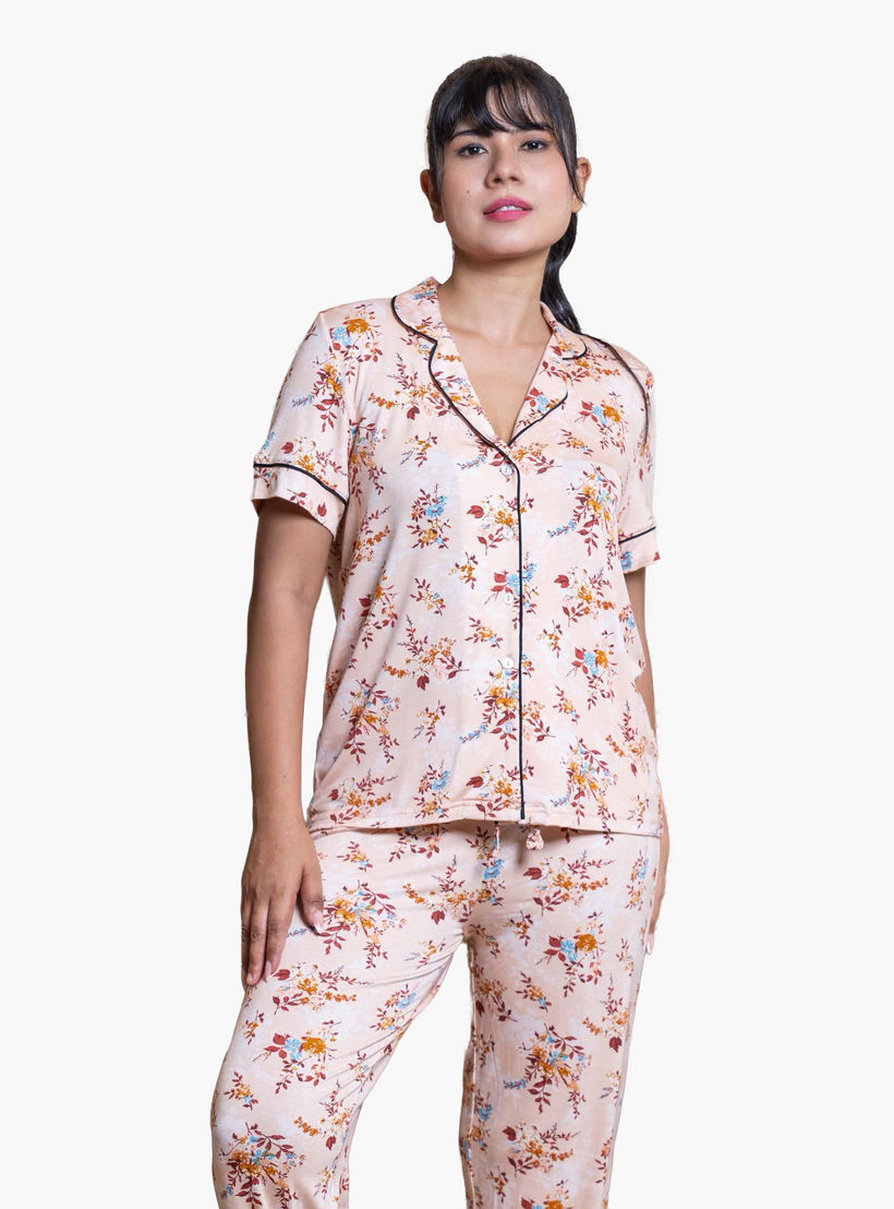 Aadaraya Pyjama Set Shirt and Pants Rayon-women-clothing-nightwear-pyjamas-longsets-image-1