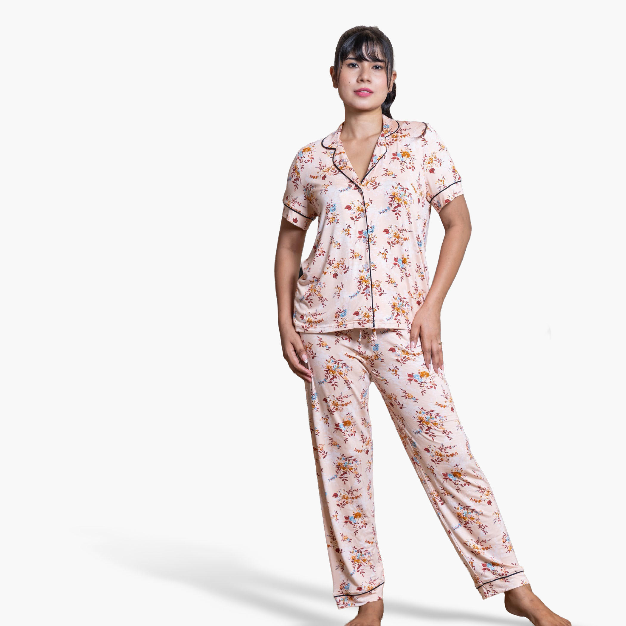 Aadaraya Pyjama Set Shirt and Pants Rayon-women-clothing-nightwear-pyjamas-longsets-image-3