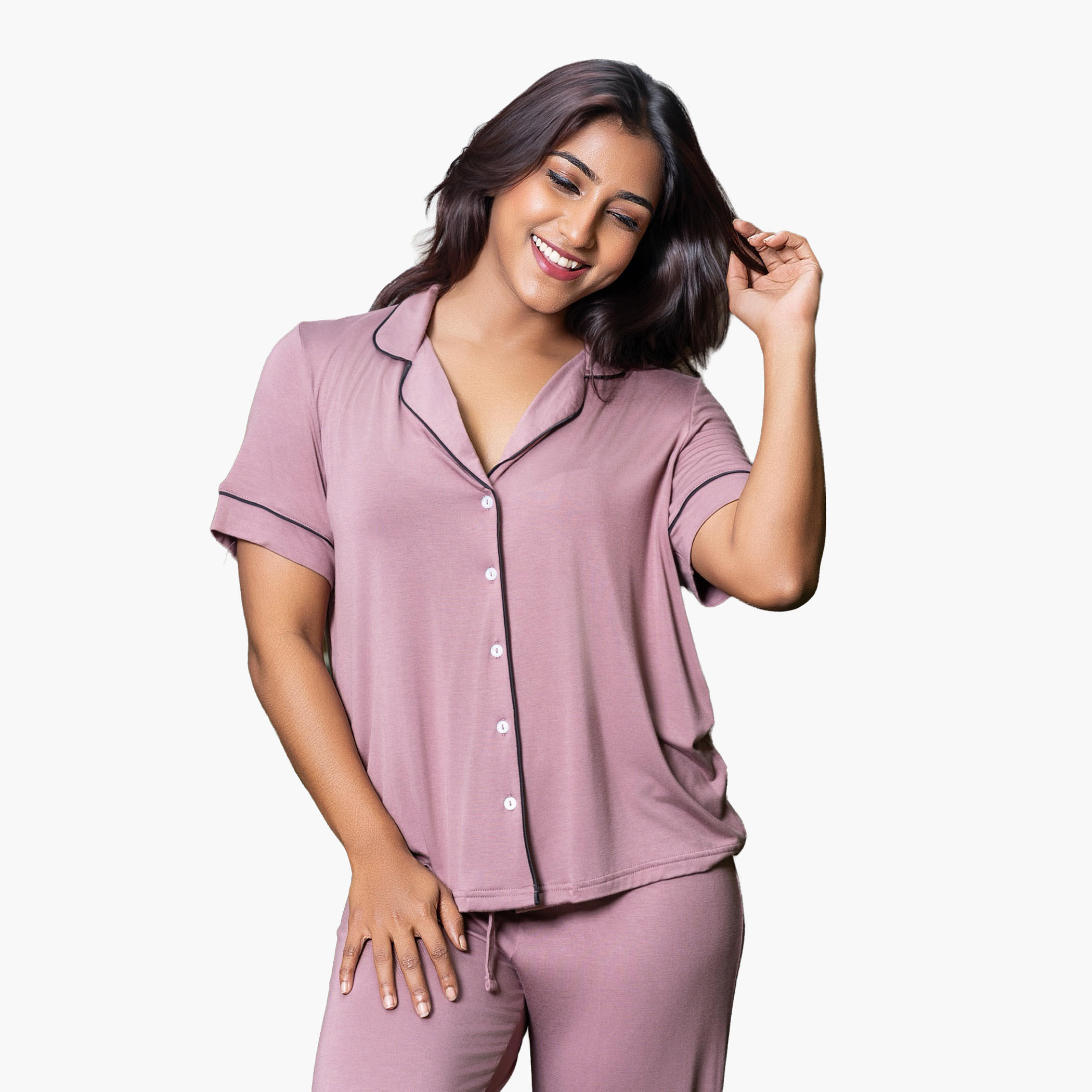Aadaraya Pyjama Set Shirt and Pants Rayon-women-clothing-nightwear-pyjamas-longsets-image-4