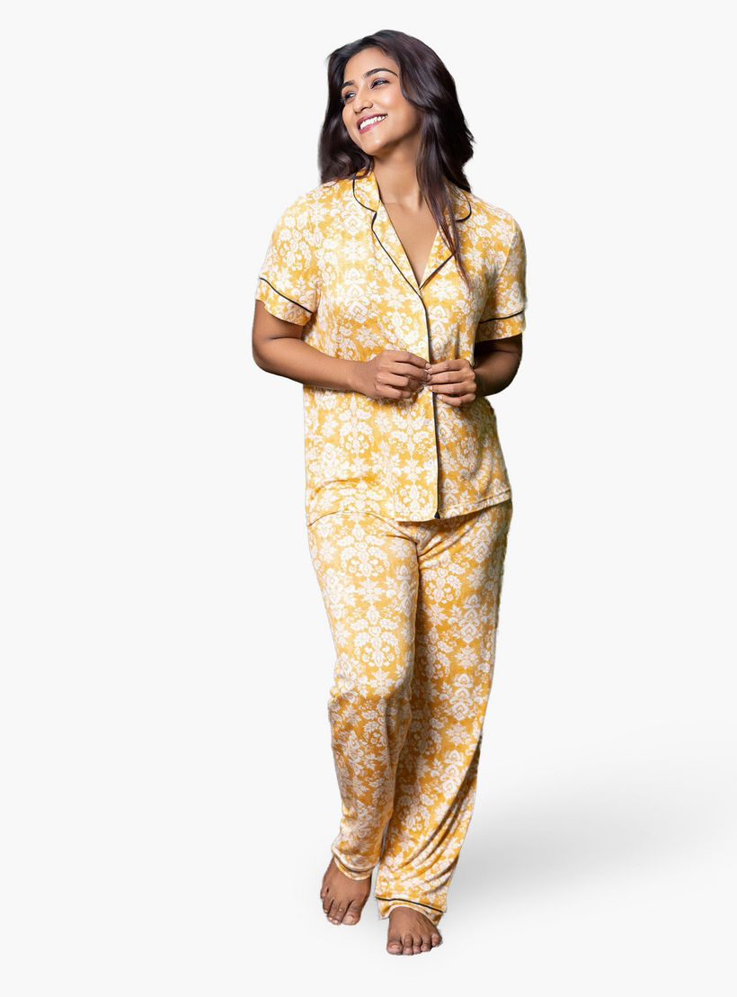 Aadaraya Pyjama Set Shirt and Pants Rayon-women-clothing-nightwear-pyjamas-longsets-image-2