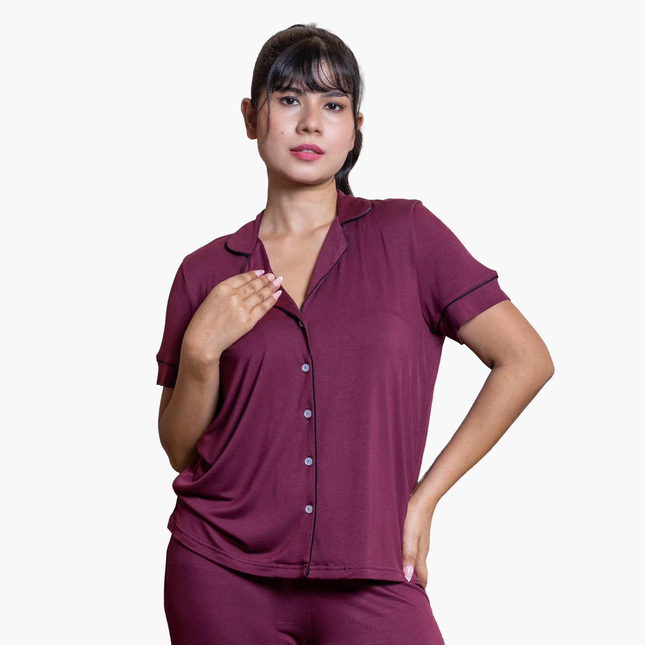 Aadaraya Pyjama Set Shirt and Pants Rayon-women-clothing-nightwear-pyjamas-longsets-image-4