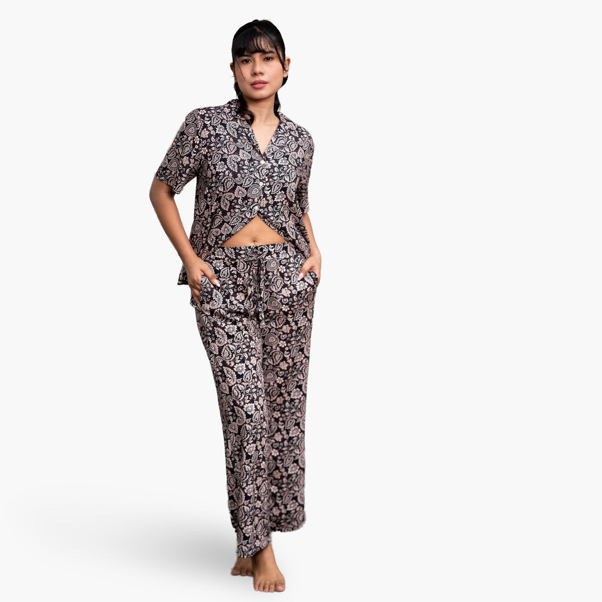 طقم بنطلون بيجاما وقميص من آدارايا-women-clothing-nightwear-pyjamas-longsets-image-1