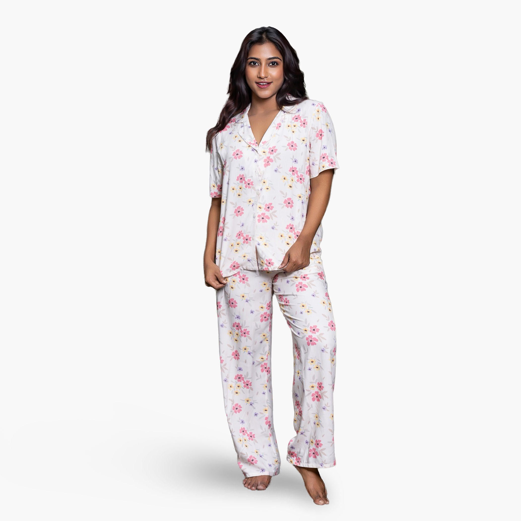 طقم بنطلون بيجاما وقميص من آدارايا-women-clothing-nightwear-pyjamas-longsets-image-1