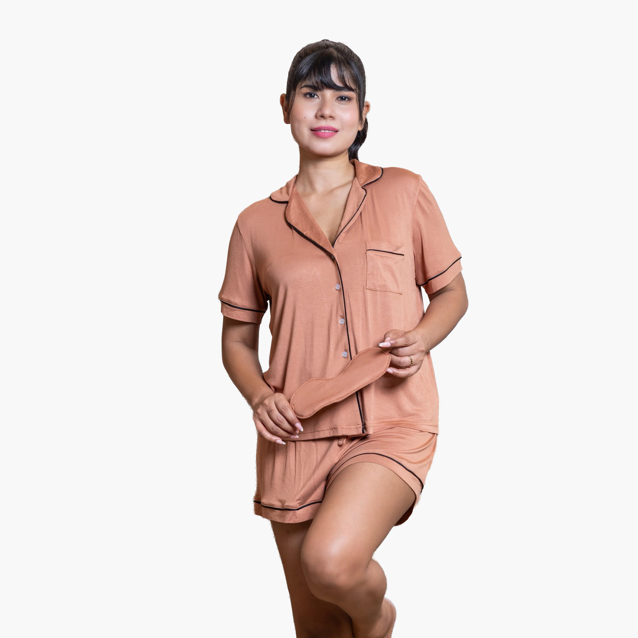 طقم شورت وقميص رايون من آدارايا-women-clothing-nightwear-pyjamas-shortsets-image-1