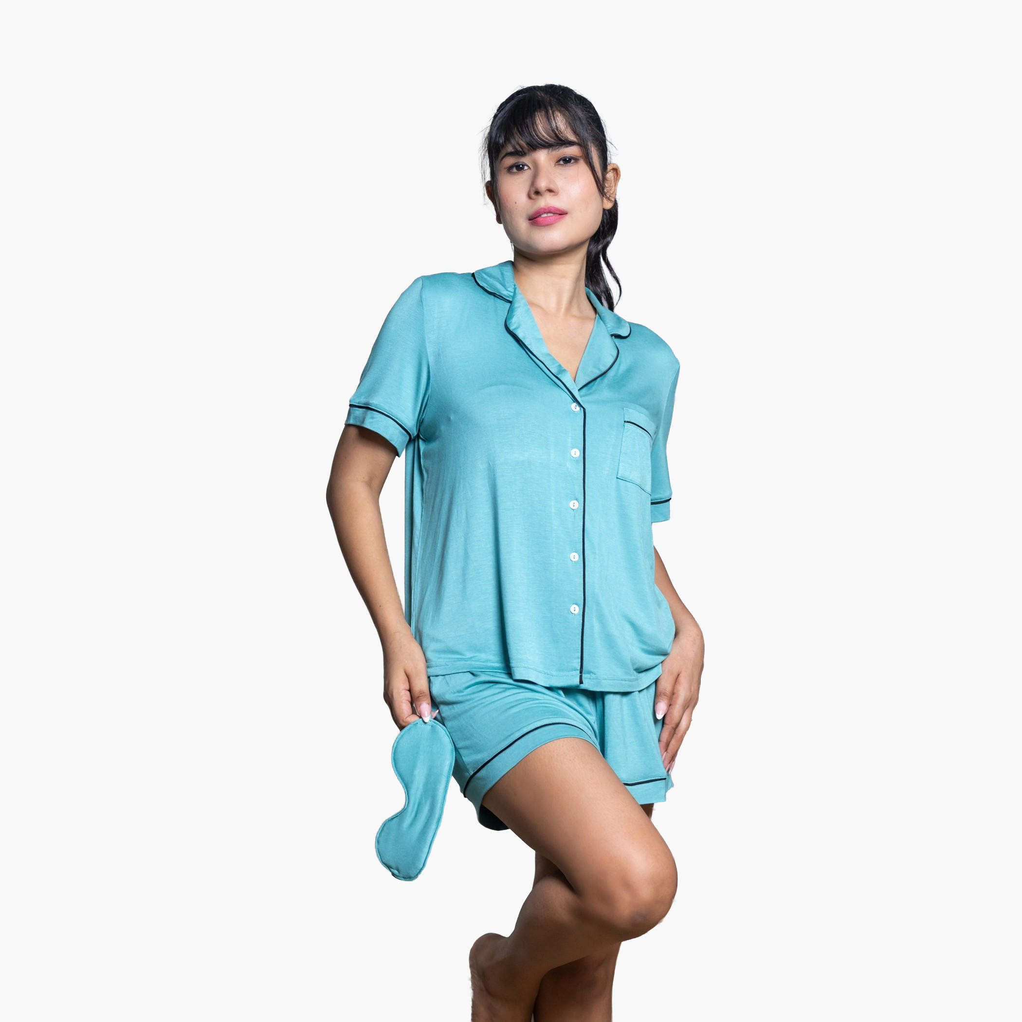 طقم شورت وقميص رايون من آدارايا-women-clothing-nightwear-pyjamas-shortsets-image-1