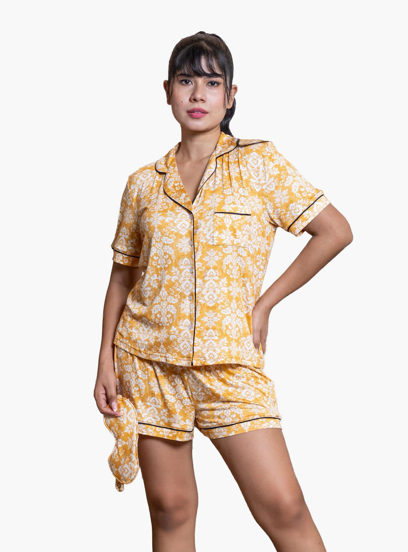 طقم بيجاما شورت وقميص من الرايون من آدارايا-women-clothing-nightwear-pyjamas-shortsets-image-1