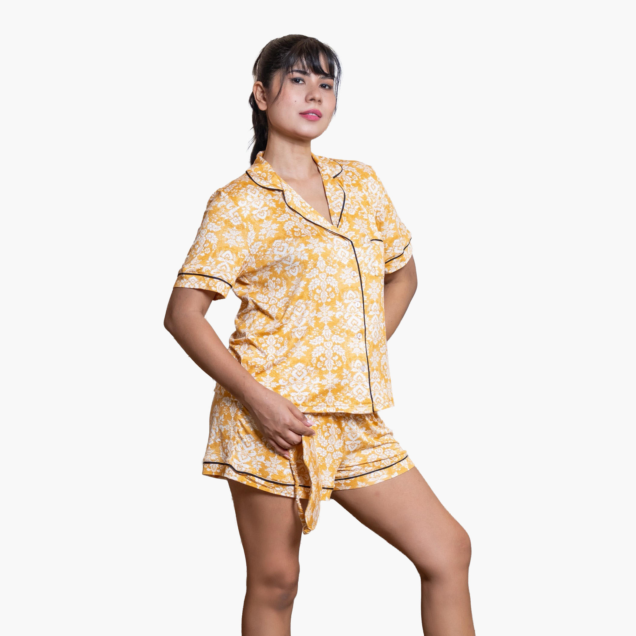 Aadaraya Short Set Shirt and Shorts Rayon-women-clothing-nightwear-pyjamas-shortsets-image-3