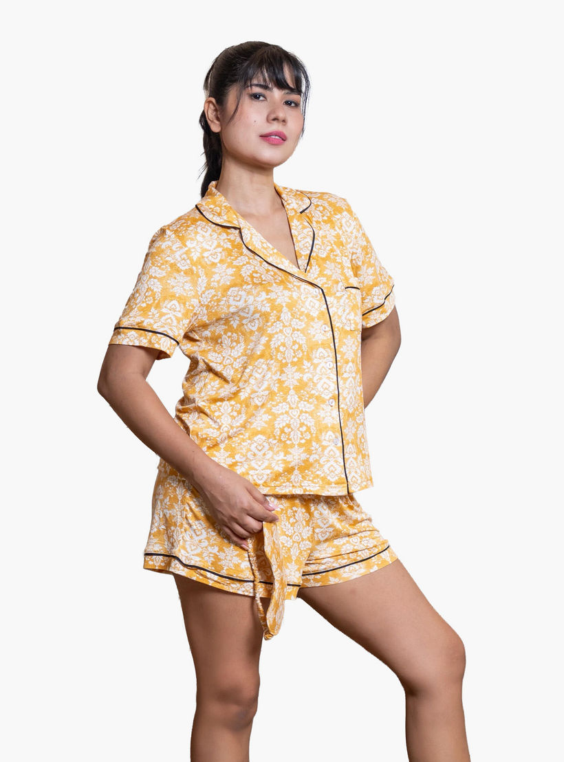 طقم بيجاما شورت وقميص من الرايون من آدارايا-women-clothing-nightwear-pyjamas-shortsets-image-3
