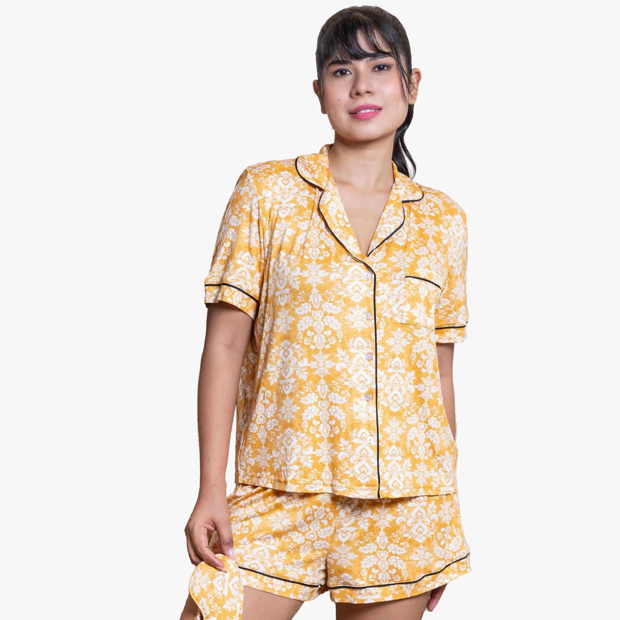 Aadaraya Short Set Shirt and Shorts Rayon-women-clothing-nightwear-pyjamas-shortsets-image-4