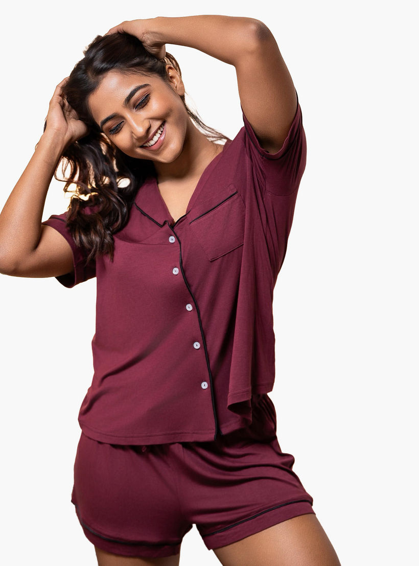 Aadaraya Short Set Shirt and Shorts Rayon-women-clothing-nightwear-pyjamas-shortsets-image-2