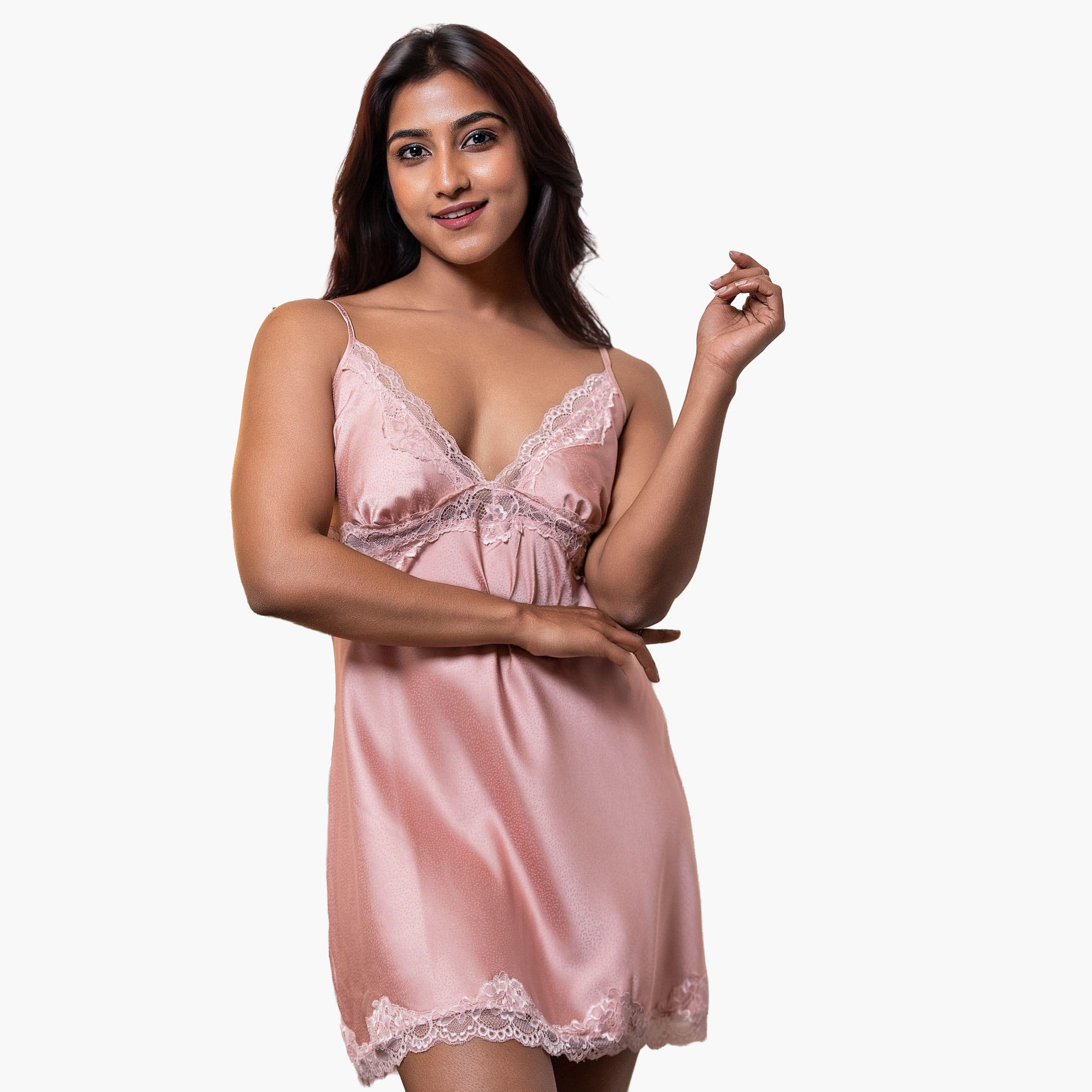 فستان نوم دون أكمام بتفاصيل دانتيل من أدارايا-women-clothing-nightwear-nighties-image-1