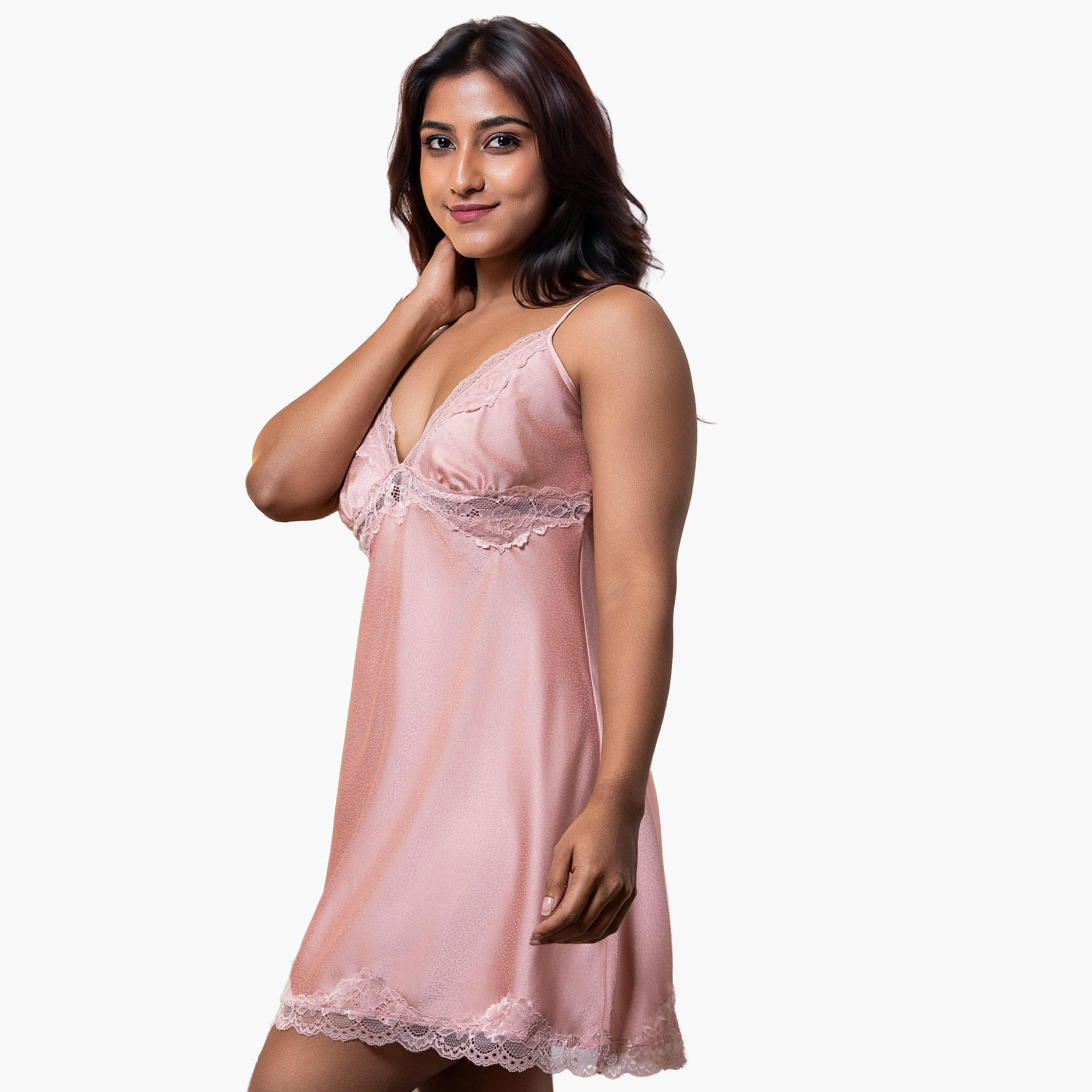 فستان نوم دون أكمام بتفاصيل دانتيل من أدارايا-women-clothing-nightwear-nighties-image-2