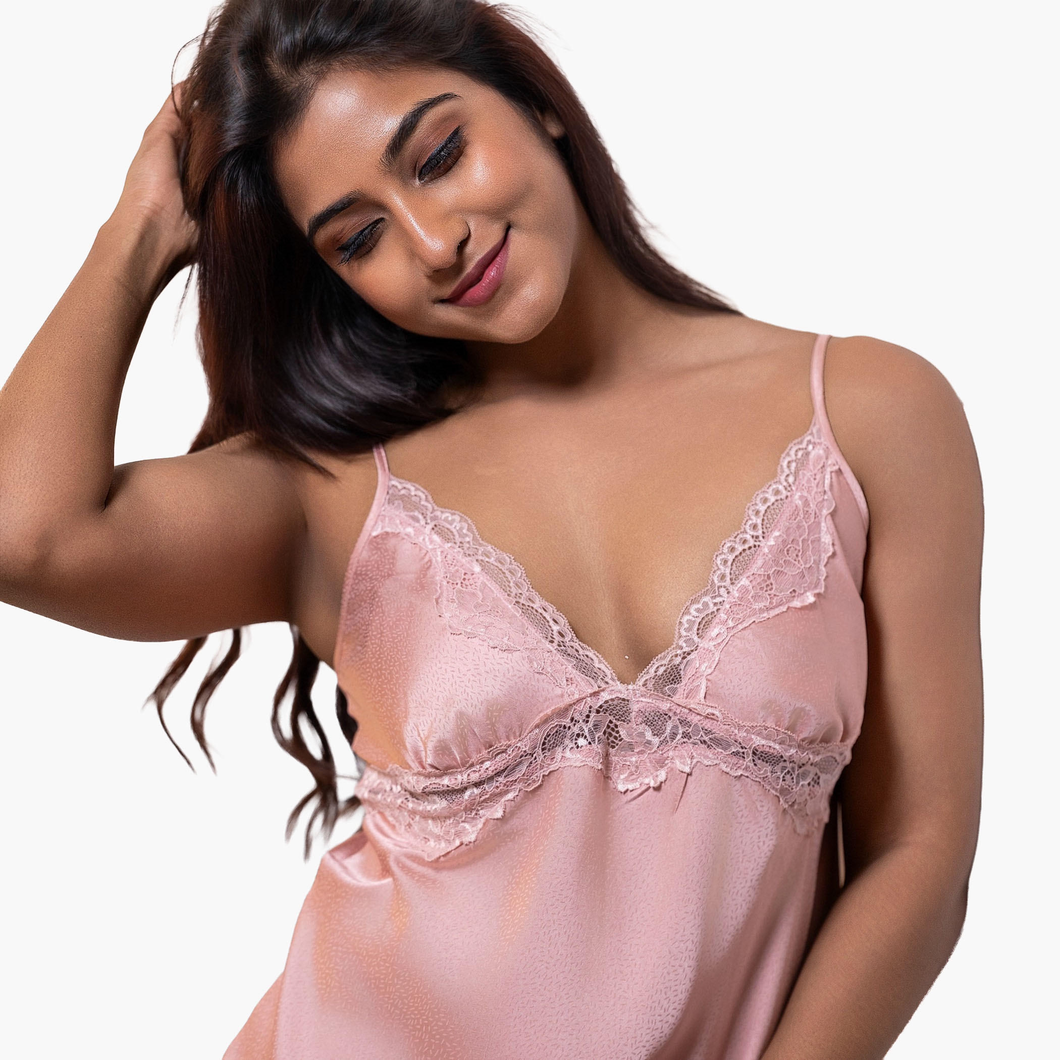 فستان نوم دون أكمام بتفاصيل دانتيل من أدارايا-women-clothing-nightwear-nighties-image-4