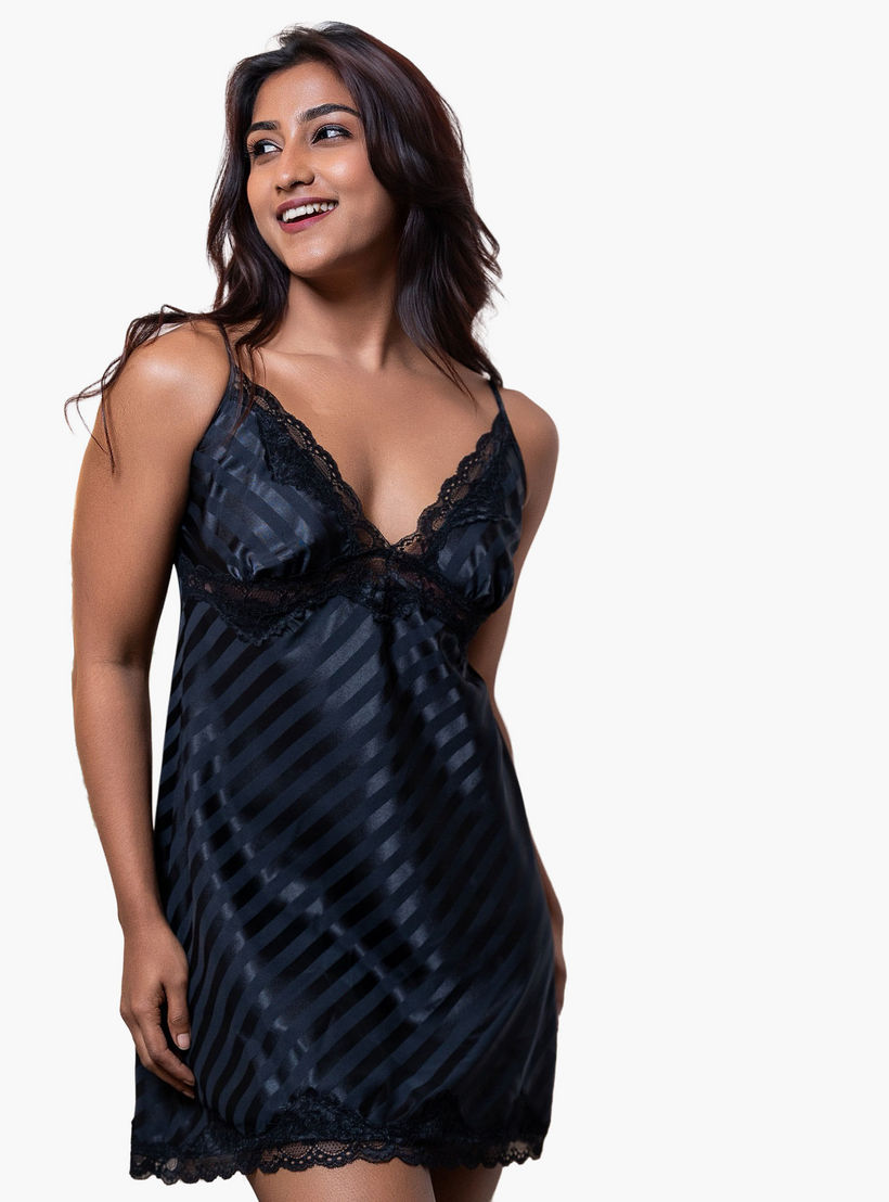 Aadaraya Night Dress Sleeveless Lace Detail-women-clothing-nightwear-nighties-image-1