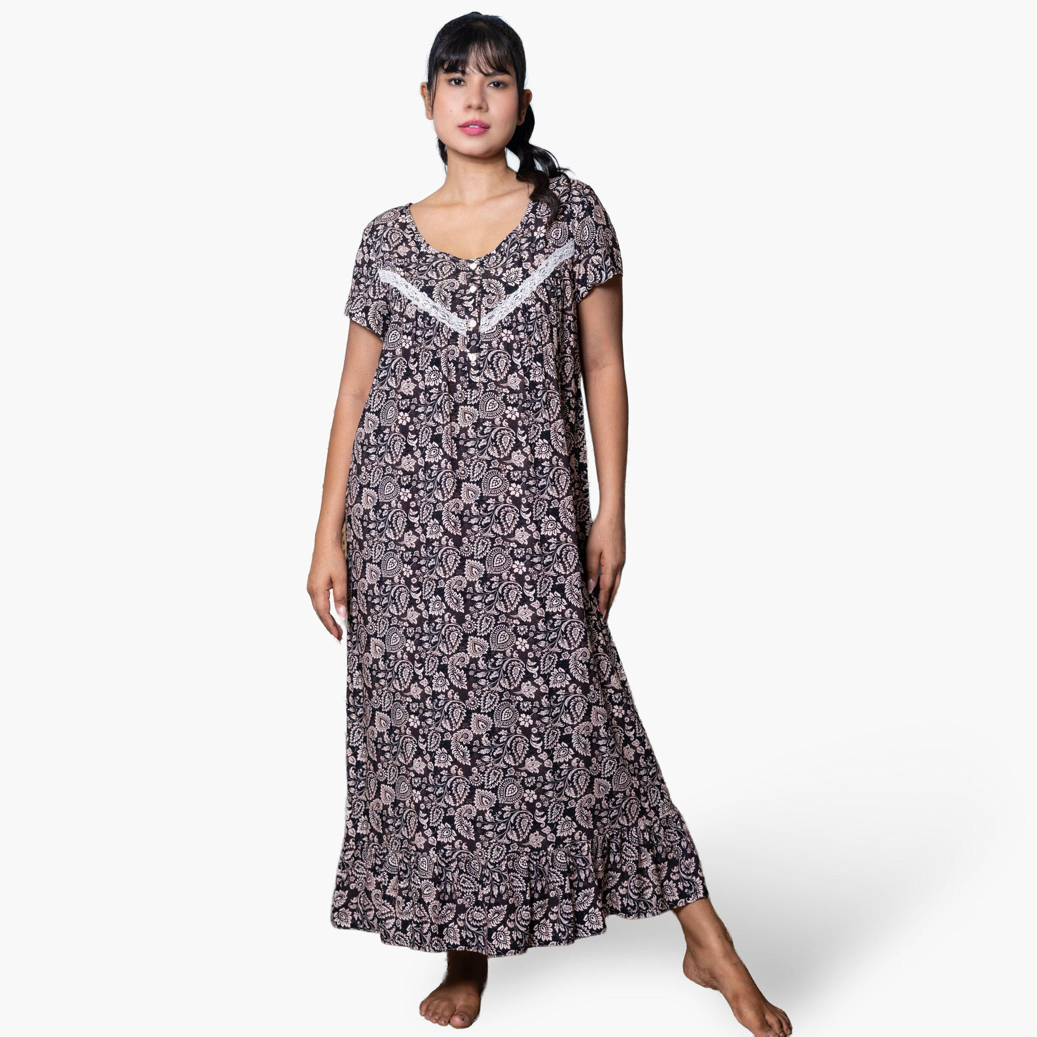 فستان نوم بأكمام قصيرة وطبعات من آدارايا-women-clothing-nightwear-nighties-image-9