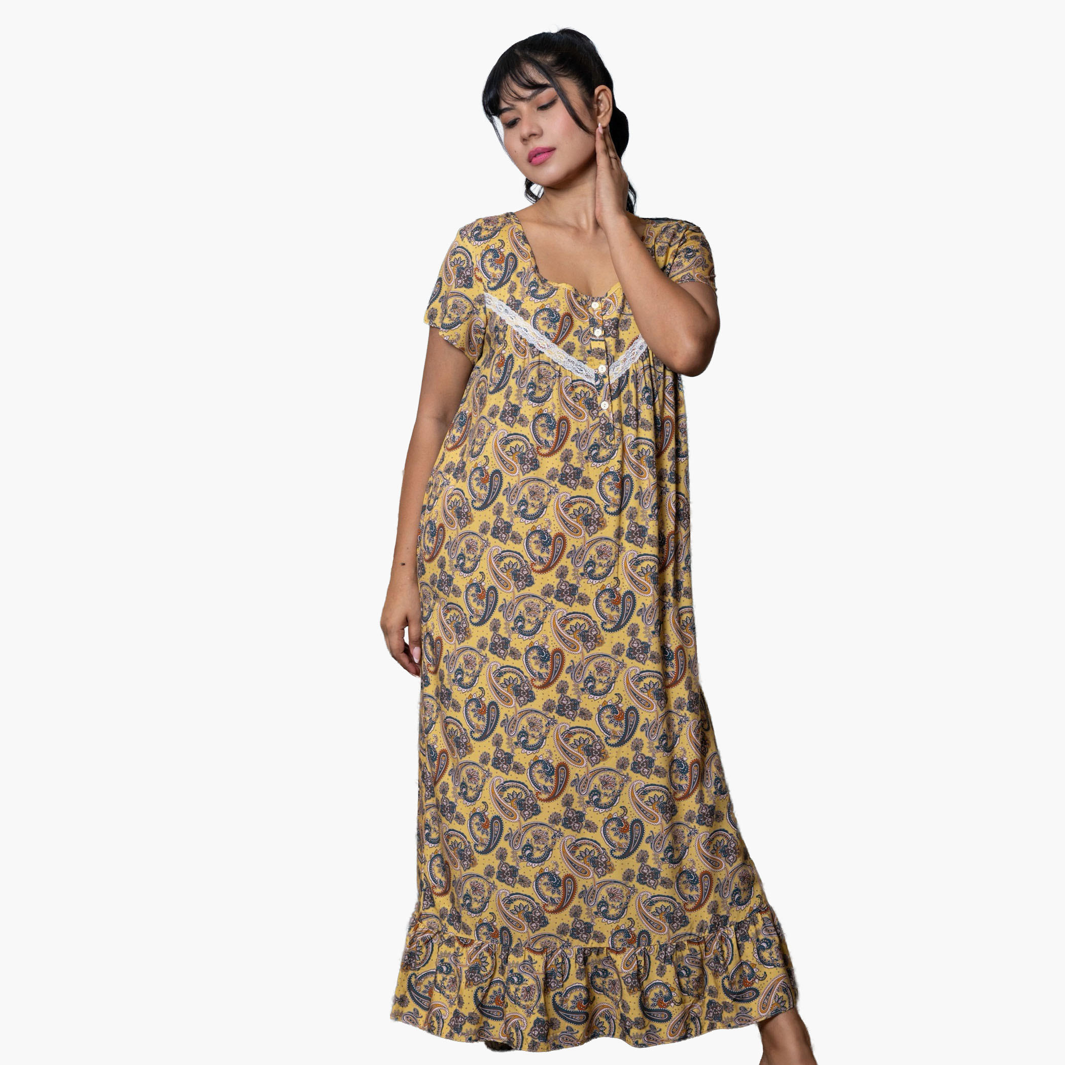 قميص نوم بأكمام قصيرة وطبعات من آدارايا-women-clothing-nightwear-nighties-image-3