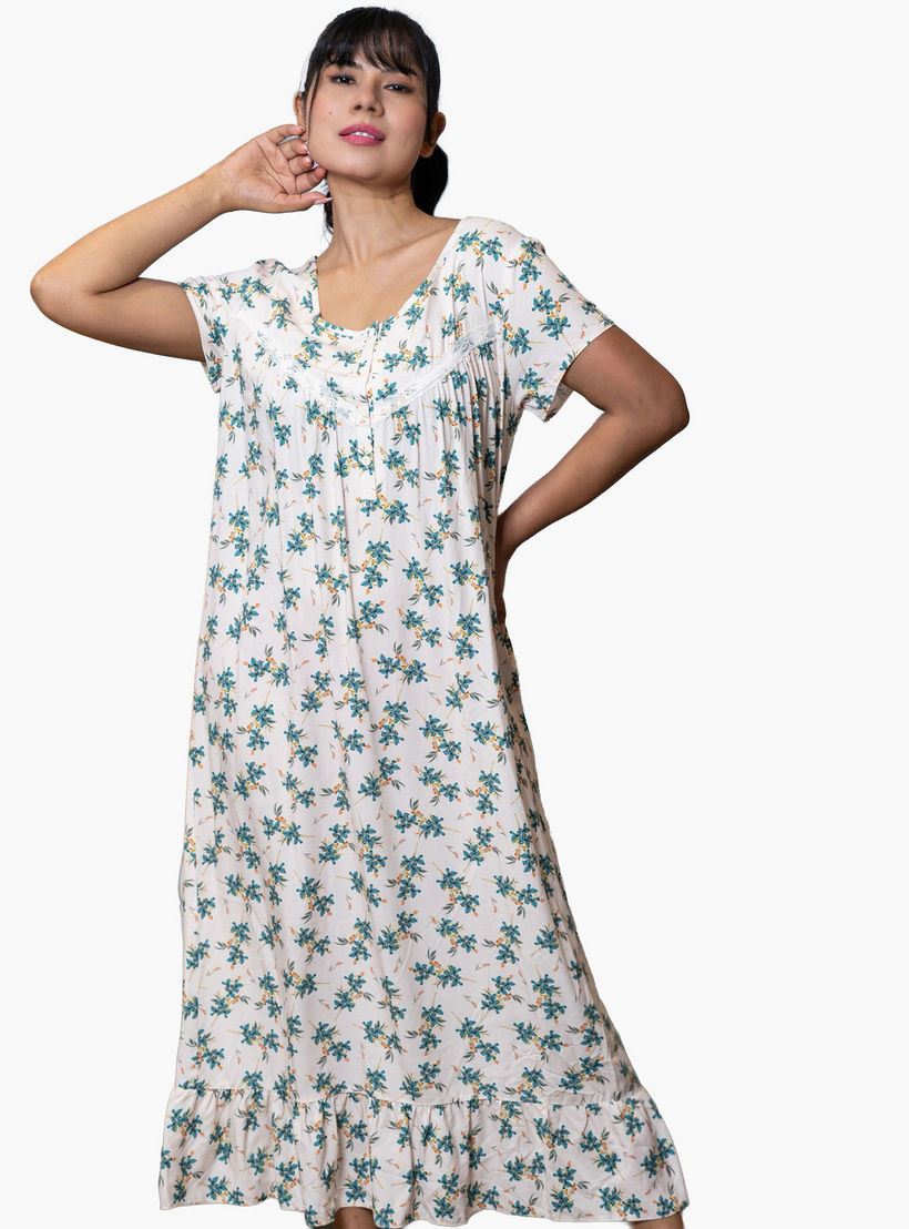 Aadaraya Night Dress Short Sleeves Printed-PROMO_SP_AE_2FOR149_110625-image-1